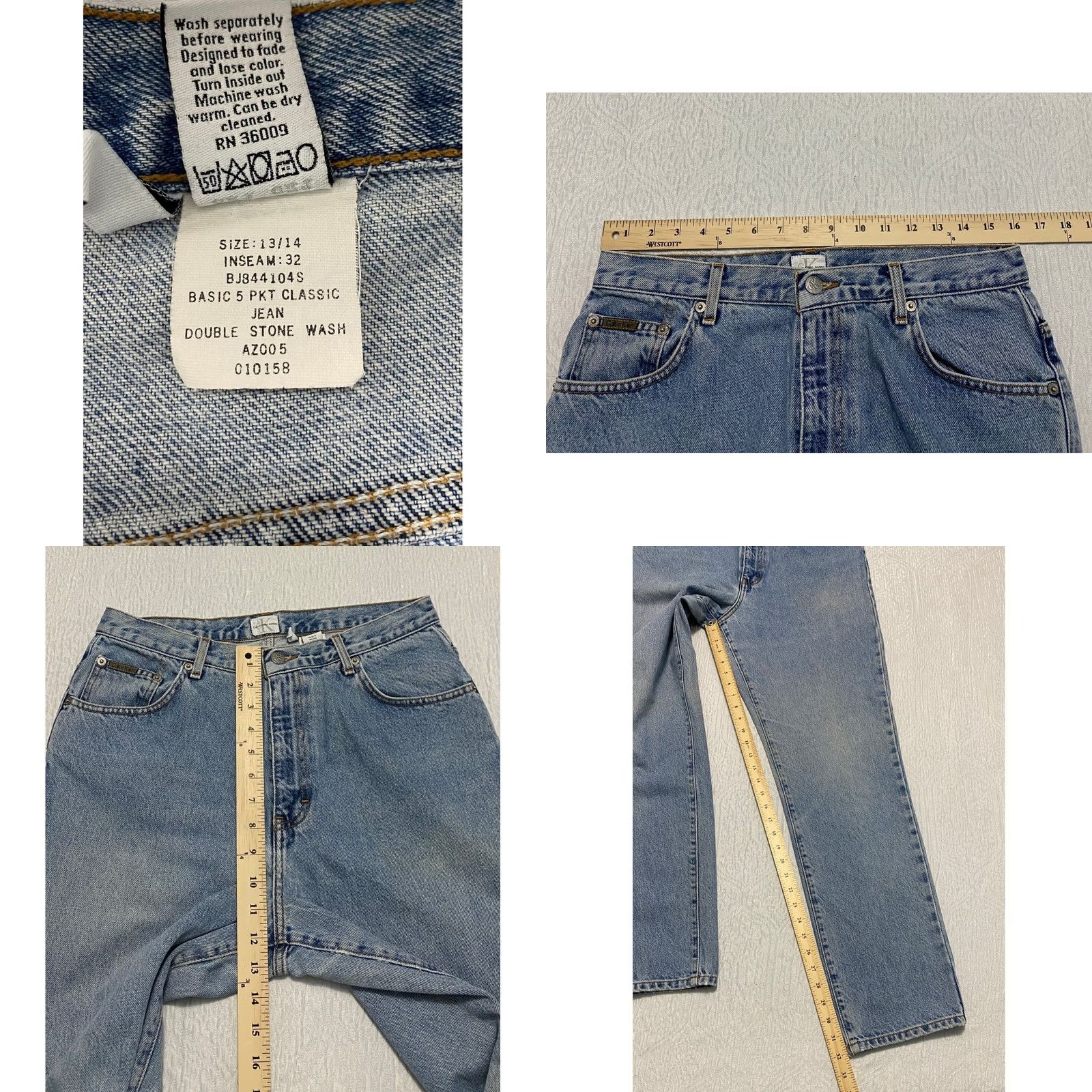 Calvin Klein VINTAGE Calvin Klein Jeans High Rise Double Stone Wash 13/14 Blue Denim 32in Inseam Womens Size 30" / US 8 / IT 44 - 8 Thumbnail