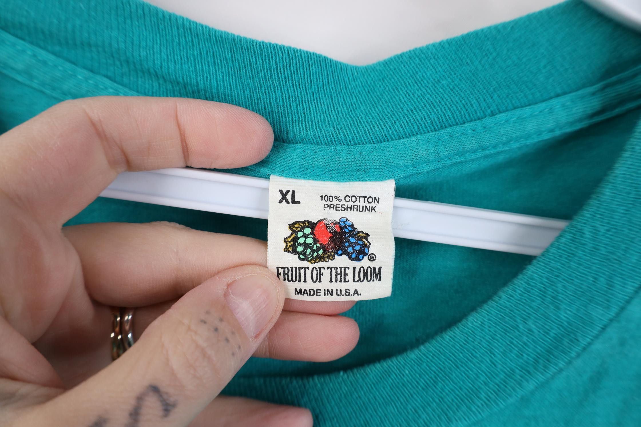 Vintage Vintage 90s Streetwear Blank Cotton Pocket T-Shirt Teal USA Size US XL / EU 56 / 4 - 9 Thumbnail