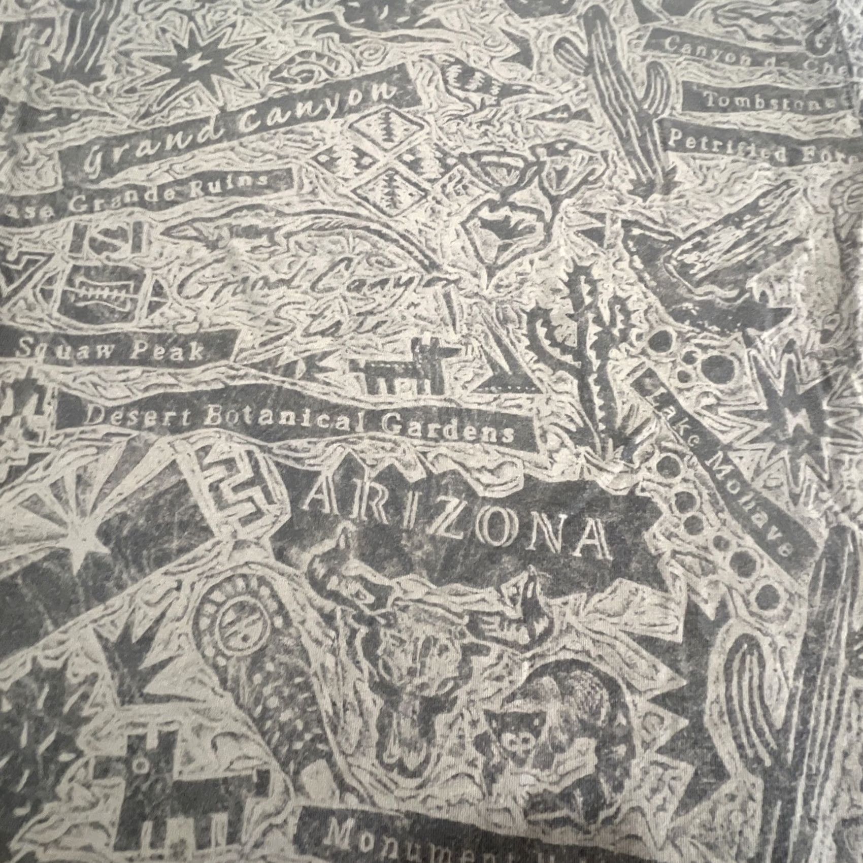 Gildan VINTAGE Arizona Geography T Shirt Large Allover Print Grand Canyon Tombstone Southwestern Green 1990s Gildan Cotton Short Sleeve Mens/Large Size US L / EU 52-54 / 3 - 6 Thumbnail