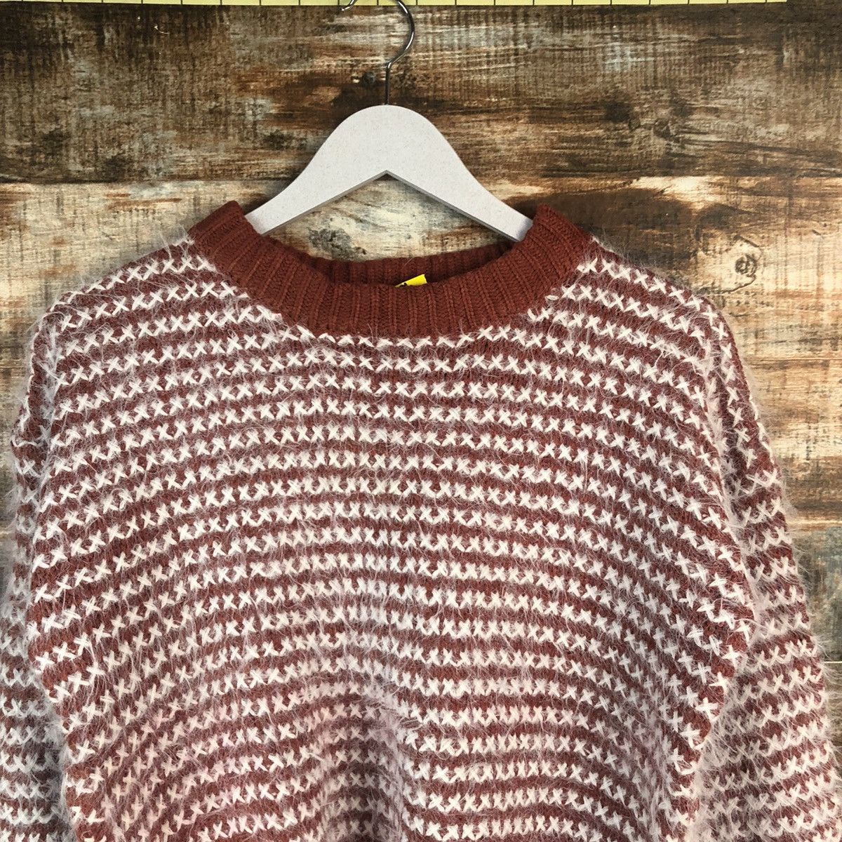 Homespun Knitwear DL Lips Red Mohair shaggy fur Knitwear #C322 Size S / US 4 / IT 40 - 5 Thumbnail