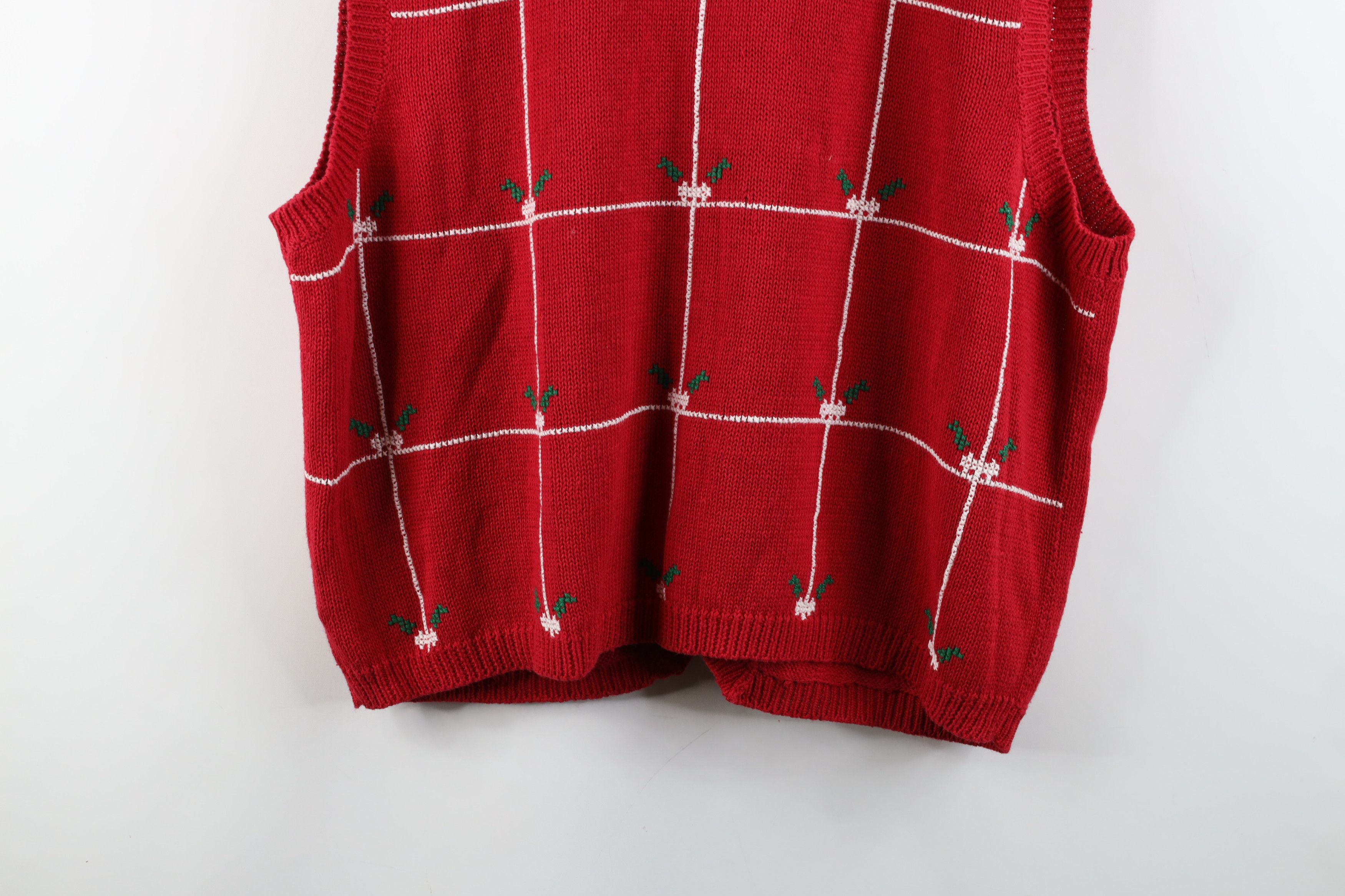 Vintage Deadstock Vintage 90s Tree Needlepoint Knit Sweater Vest Size XXL / US 16-18 / IT 52-54 - 11 Thumbnail