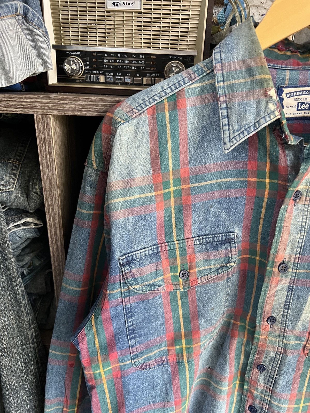 Lee 🔥Distressed Vintage Lee Made in Usa Flannel Size US M / EU 48-50 / 2 - 4 Thumbnail