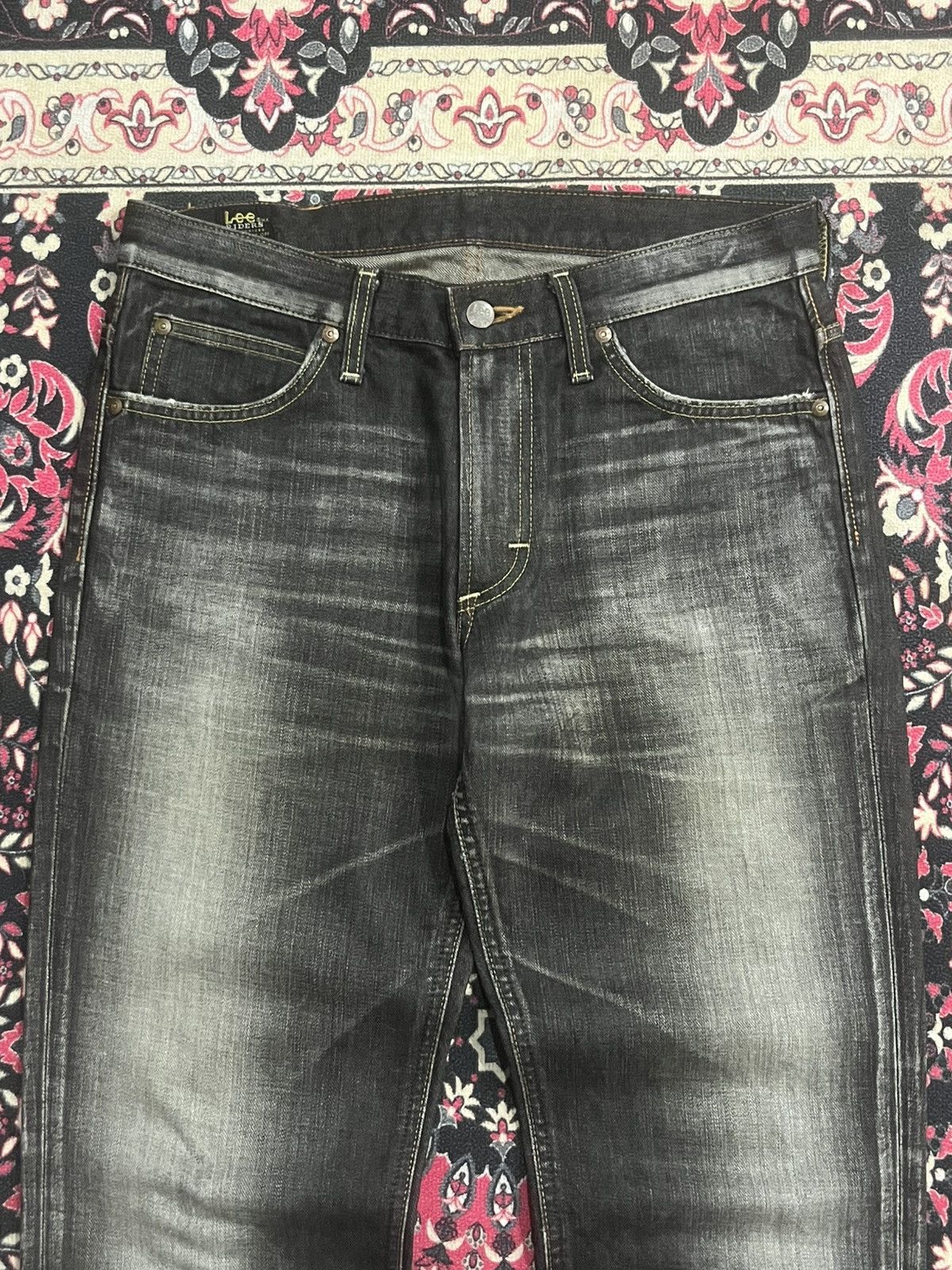 Lee Vintage Lee Rider Sanforized Black Faded Whisker Jeans Size US 31 - 4 Thumbnail