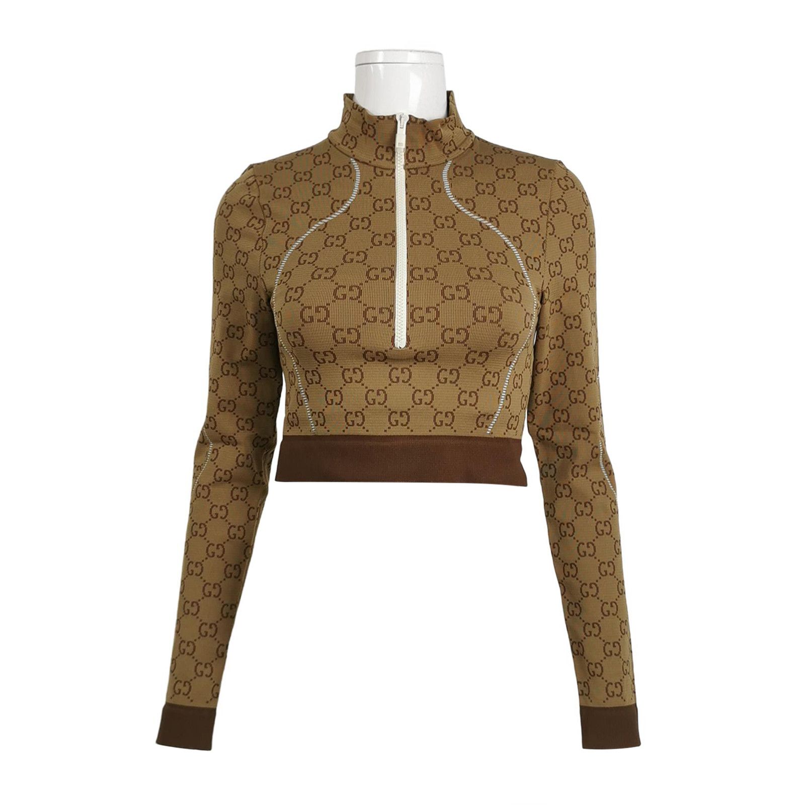 Gucci Gucci Monogram Zip-Up Top Size S Size S / US 4 / IT 40 - 1 Thumbnail