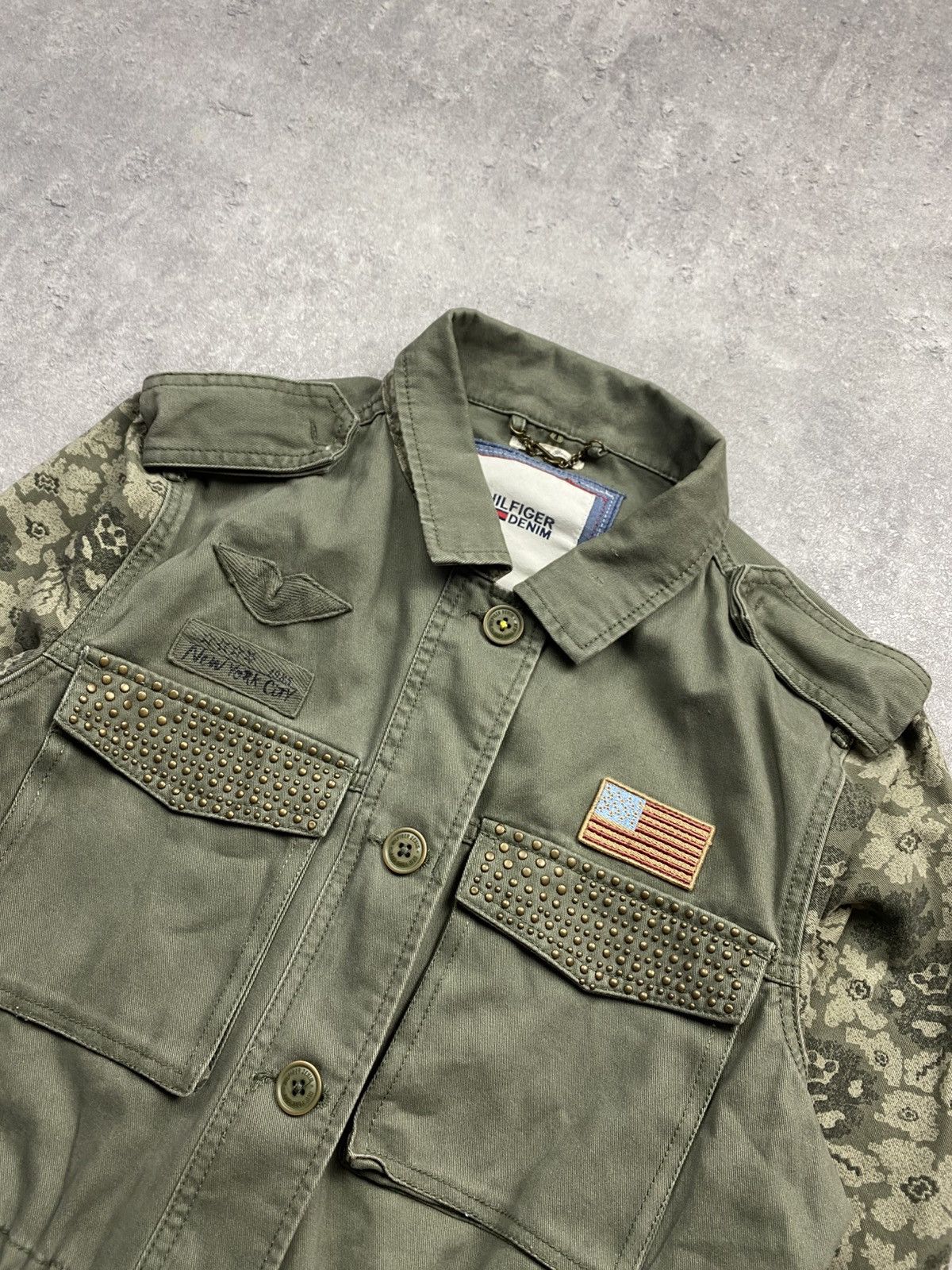 Japanese Brand × Tommy Hilfiger Jacket Tommy Hilfiger military casual 90’s MA-1 denim rare Size L / US 10 / IT 46 - 4 Thumbnail