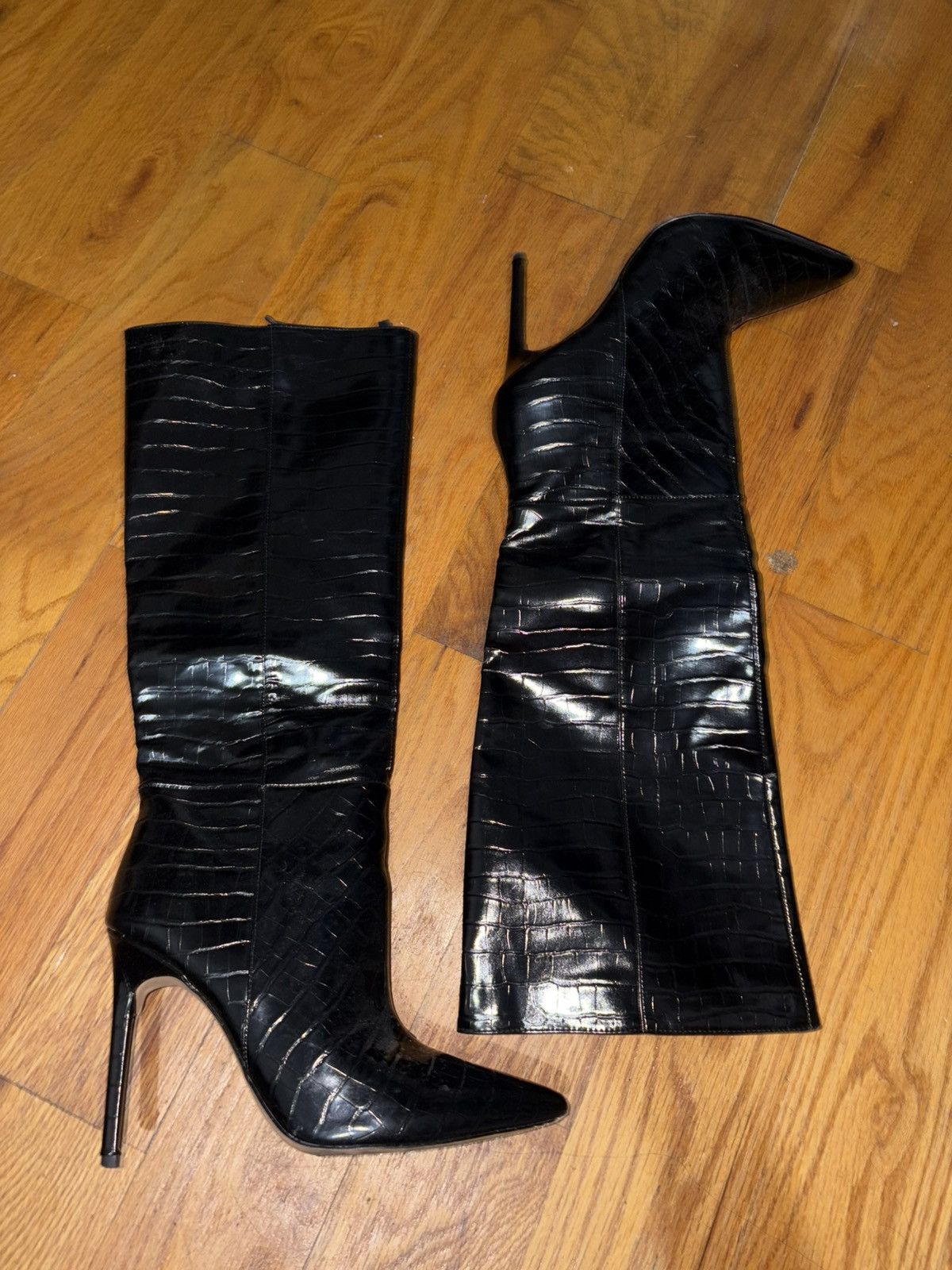 Express EXPRESS Women's Croc Embossed Faux Leather High Heel Size US 9 / IT 39 - 1 Thumbnail
