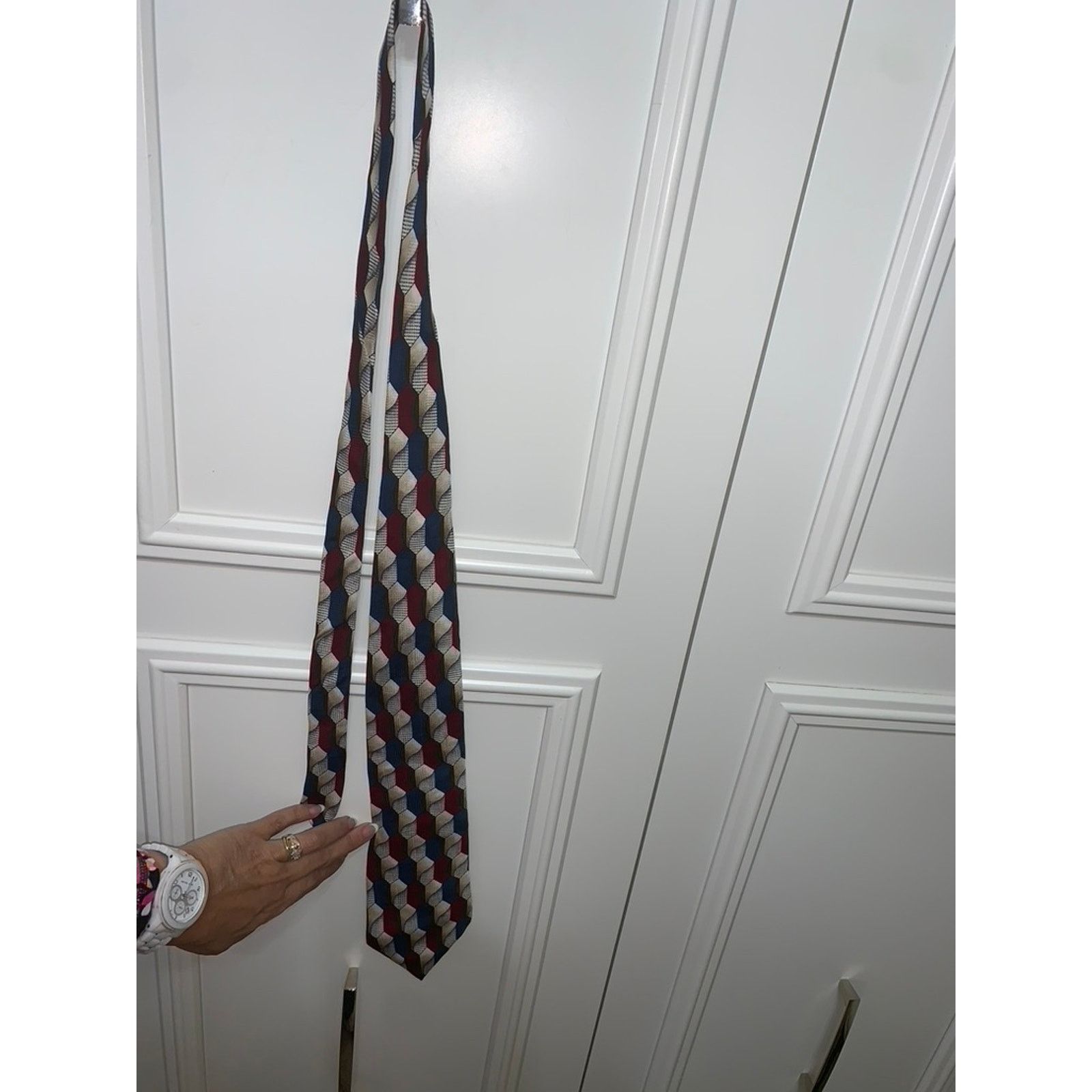 Oscar De La Renta Oscar de la Renta Men's Geometric Silk Necktie Multicolor Size ONE SIZE - 4 Thumbnail