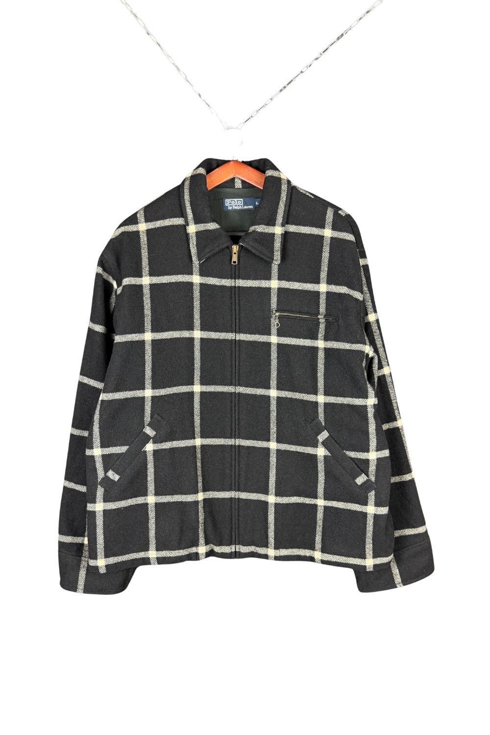 Polo Ralph Lauren aw98 Polo Ralph Lauren Wool Windowpane Zip Jacket - L Size US L / EU 52-54 / 3 - 1 Thumbnail