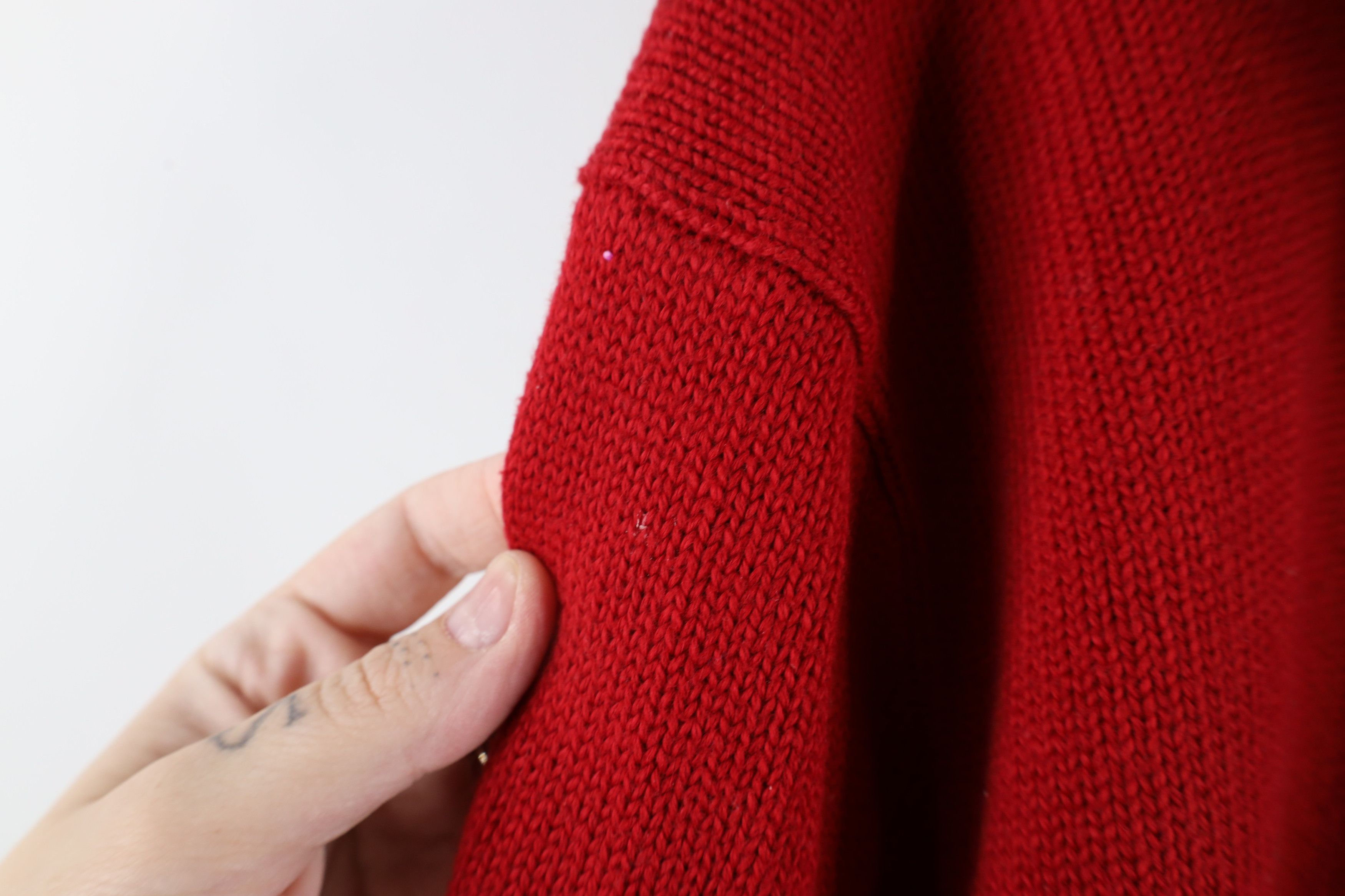 Ralph Lauren × Vintage Vintage 90s Ralph Lauren Ribbed Knit Half Zip Sweater Red Size US XL / EU 56 / 4 - 6 Thumbnail