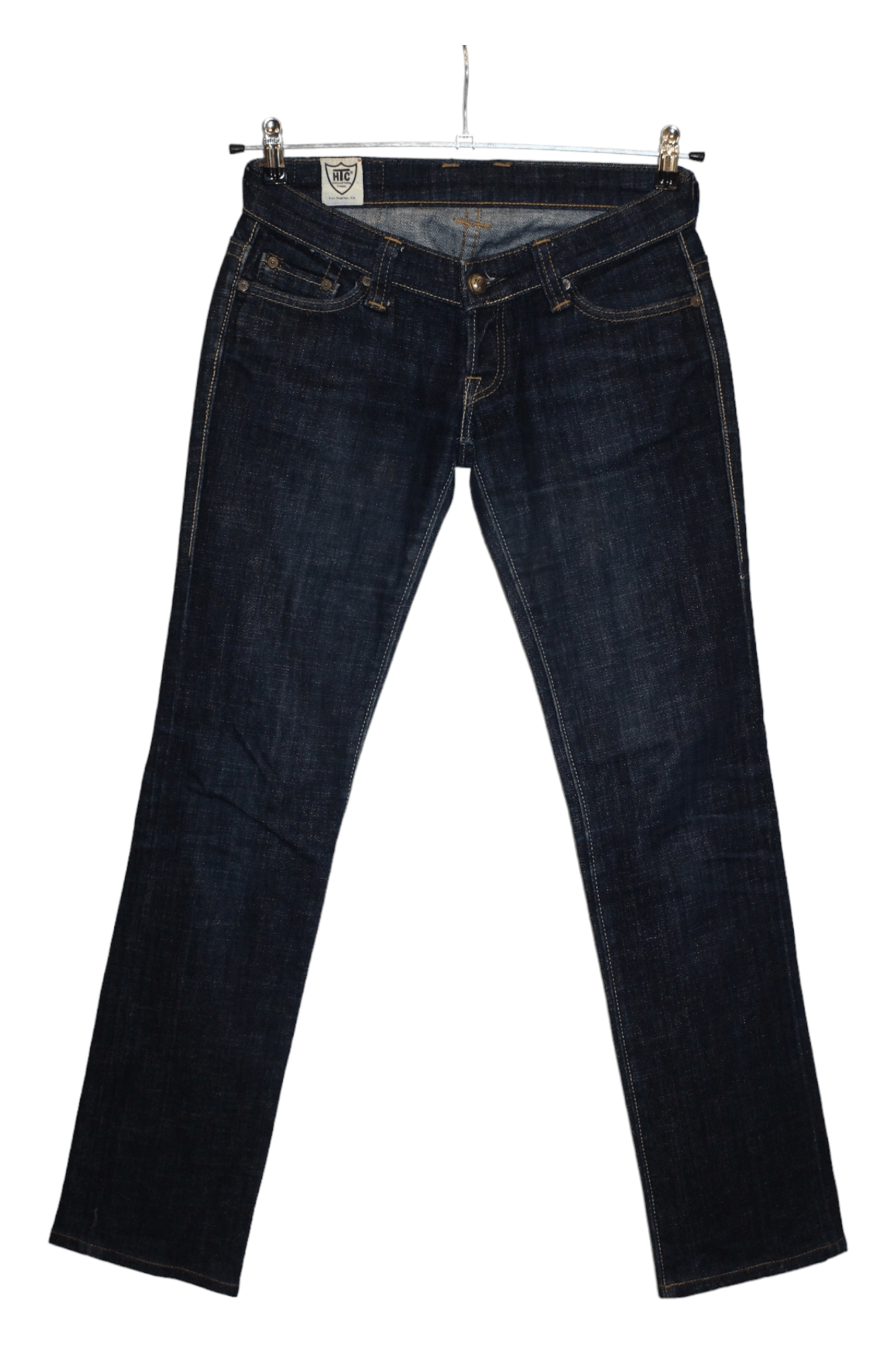 Hollywood Trading Company HTC Los Angeles Blue Raw Denim Straight-Leg Low Rise Jeans Size 28" / US 6 / IT 42 - 1 Thumbnail