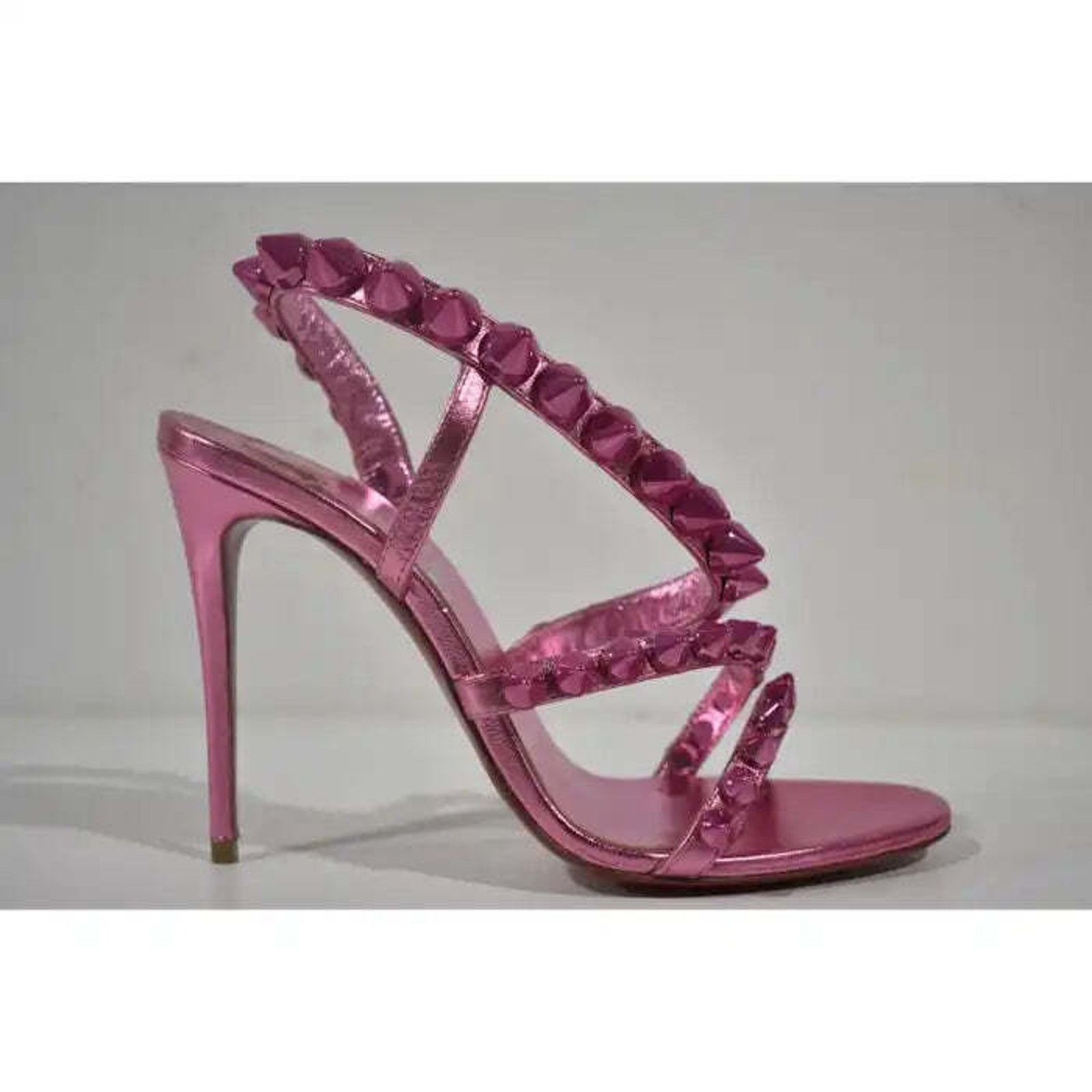 Christian Louboutin Spikita Strap 100 Confettis Pink Strappy Sandal Heel Pump 36 Size US 6 / IT 36 - 2 Thumbnail