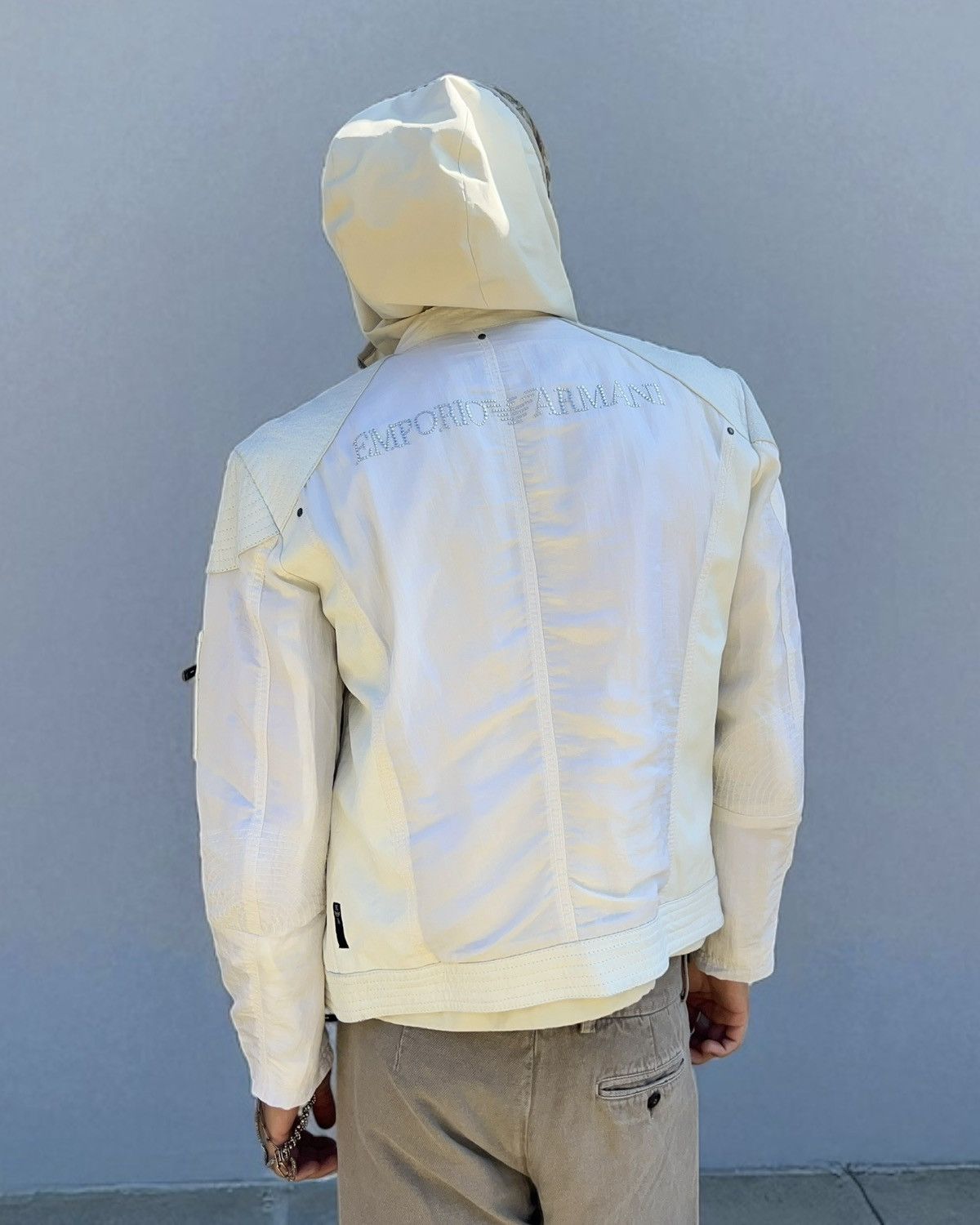 Emporio Armani Emporio Armani 2001 Leather Panelled Cafe Racer Moto Jacket Size US M / EU 48-50 / 2 - 3 Thumbnail