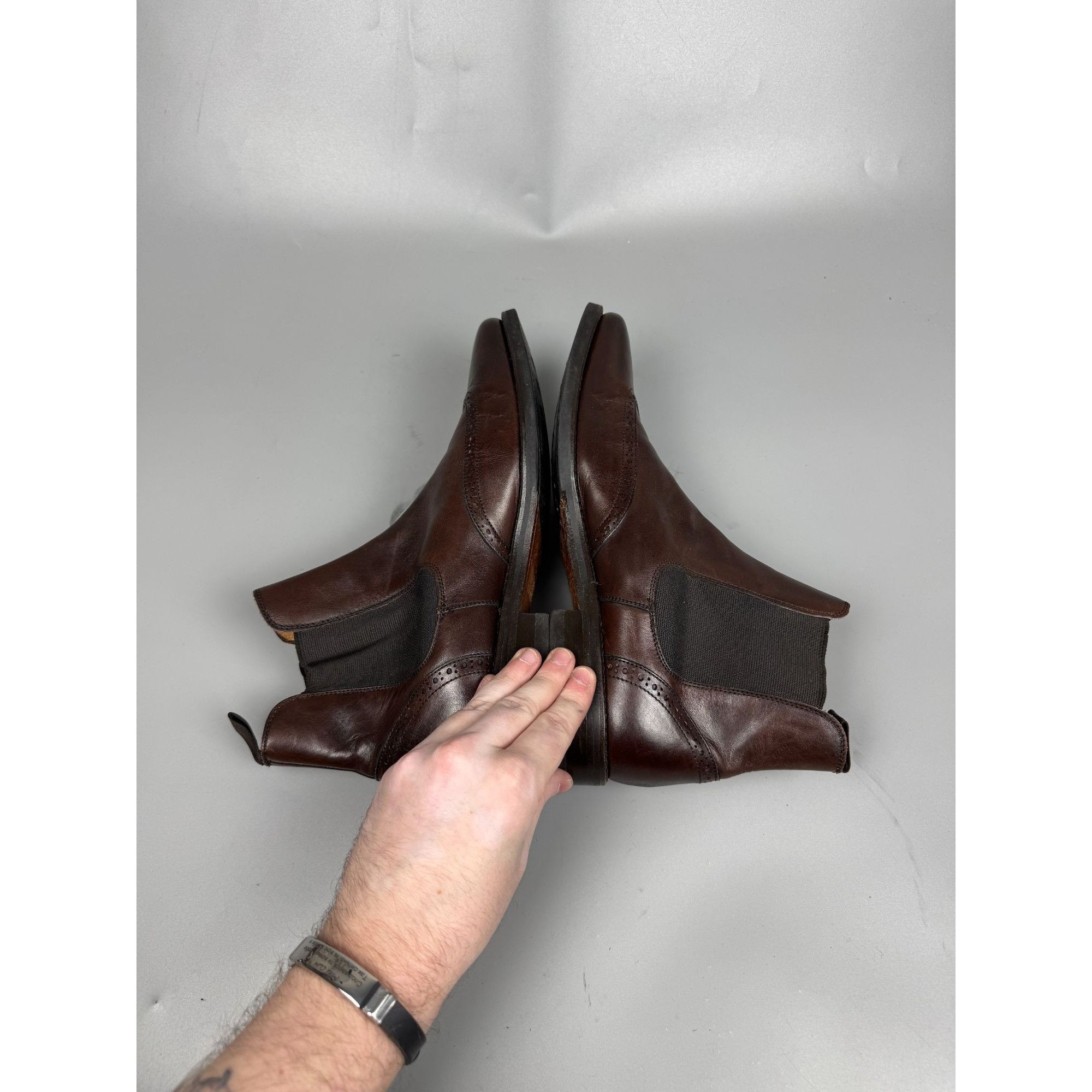 Berwick 1707 Berwick-1707 Brown Leather Square Toe Chelsea Boots (Y1173) Size US 9 / EU 42 - 7 Thumbnail