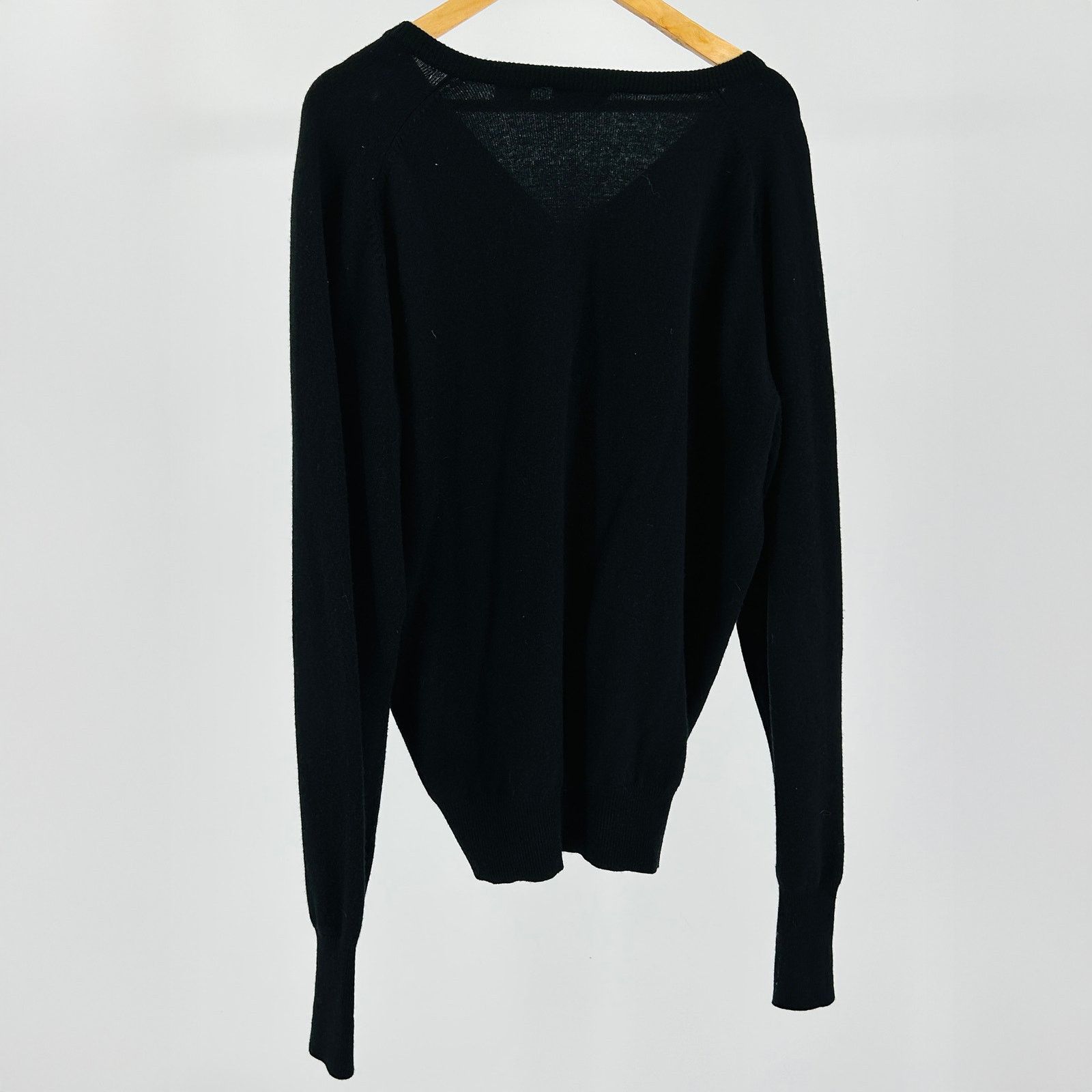 Vintage 90s Black 100% Cashmere Minimalist V-Neck Sweater