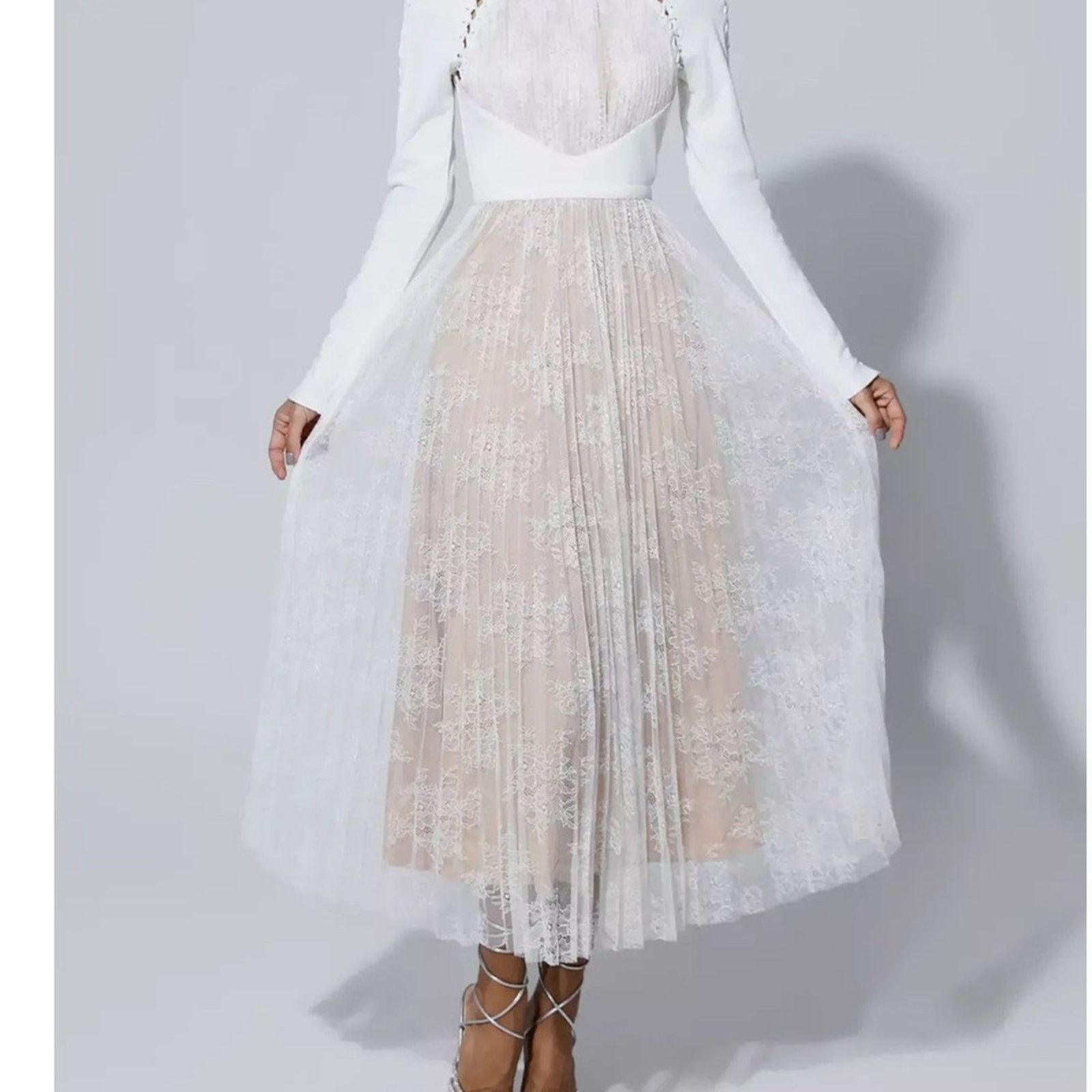 Other New Y2K Boho Elegant White and Cream Lace Maxi Dress size S Size S / US 4 / IT 40 - 9 Thumbnail