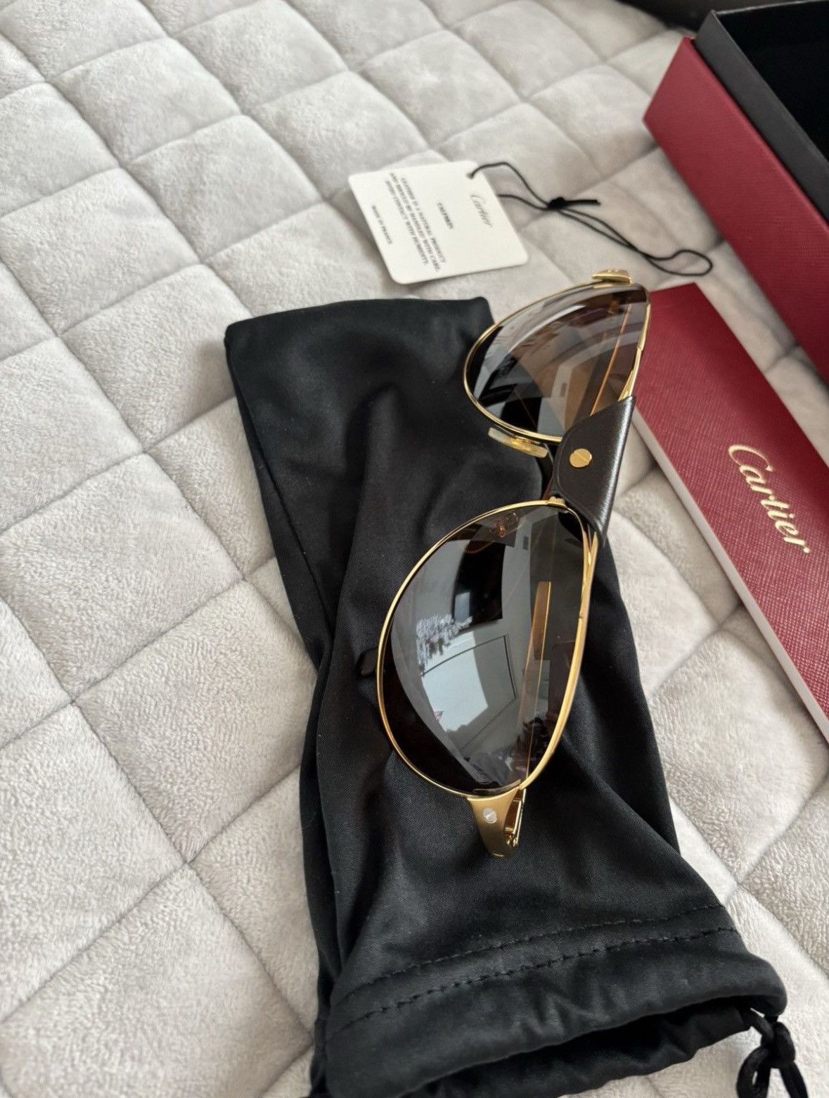 Cartier Cartier Sunglasses: Edition Santos Dumont - Calfskin Leather Size ONE SIZE - 4 Thumbnail
