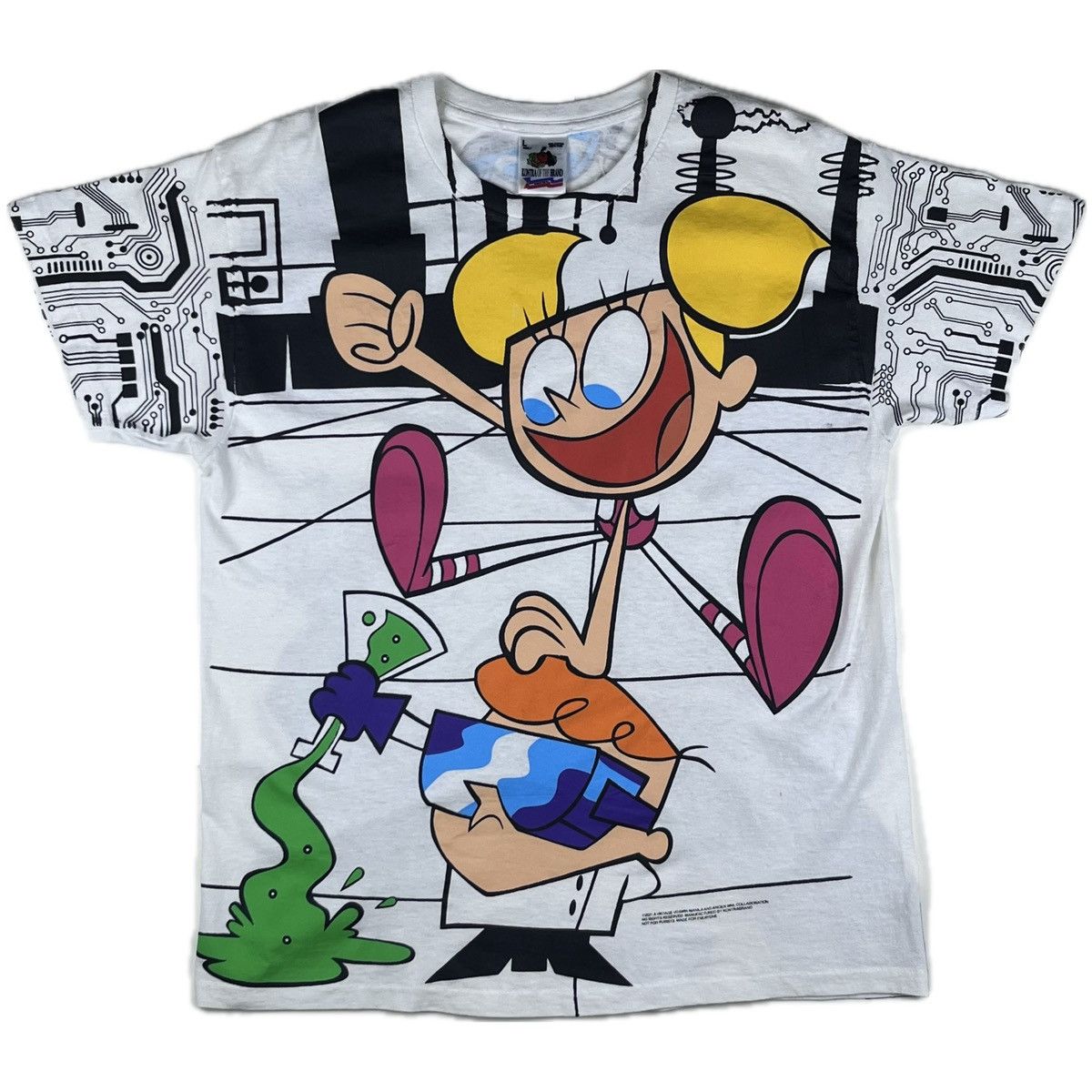 image of Cartoon Network x Vintage Dexters Laboratory Aop Cartoon Style Tee (90S Style Boot) (Size Large)