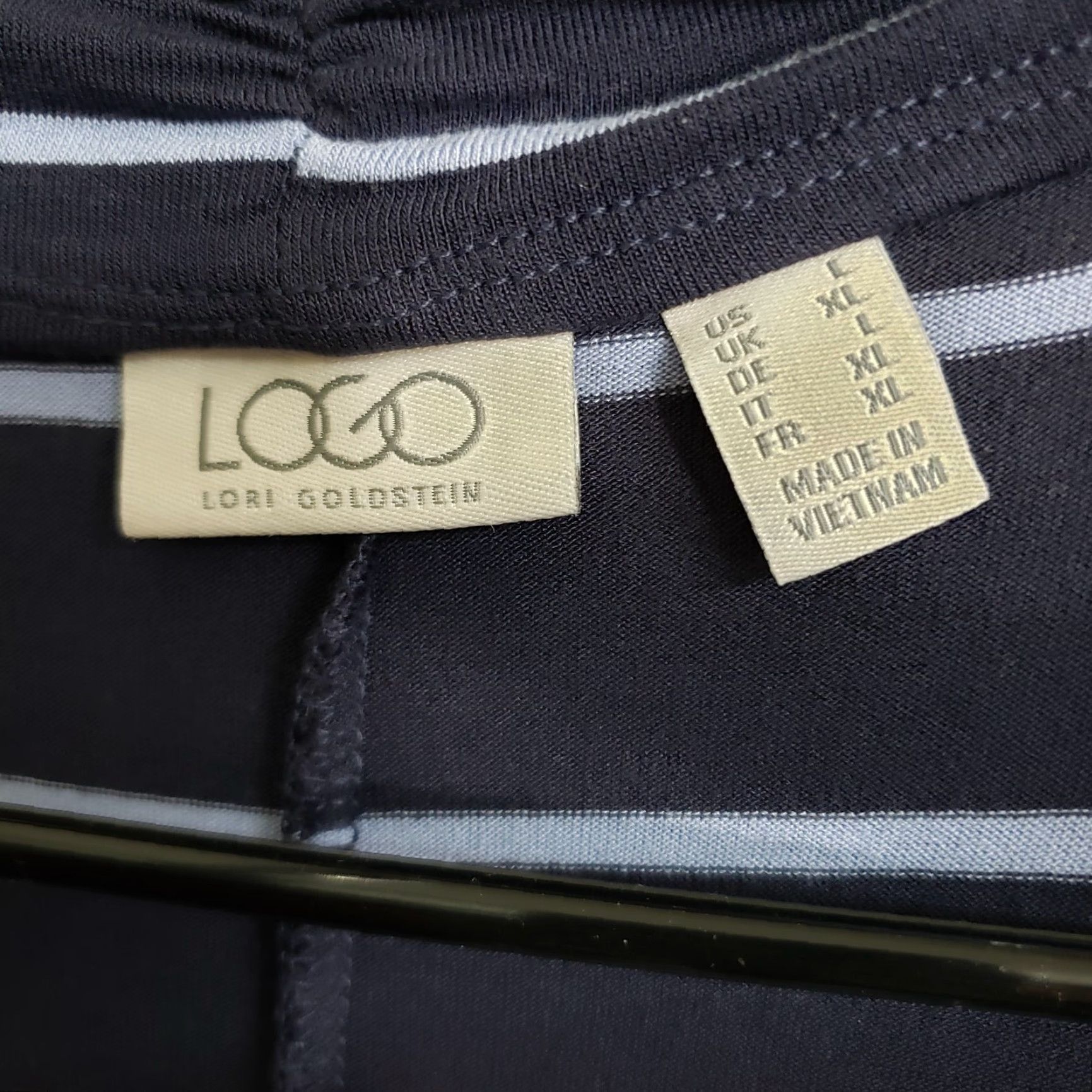 Vintage VINTAGE LOGO by Lori Goldstein Womens Cardigan Sz Large Blue Stripe Open Front Rayon Size L / US 10 / IT 46 - 6 Thumbnail