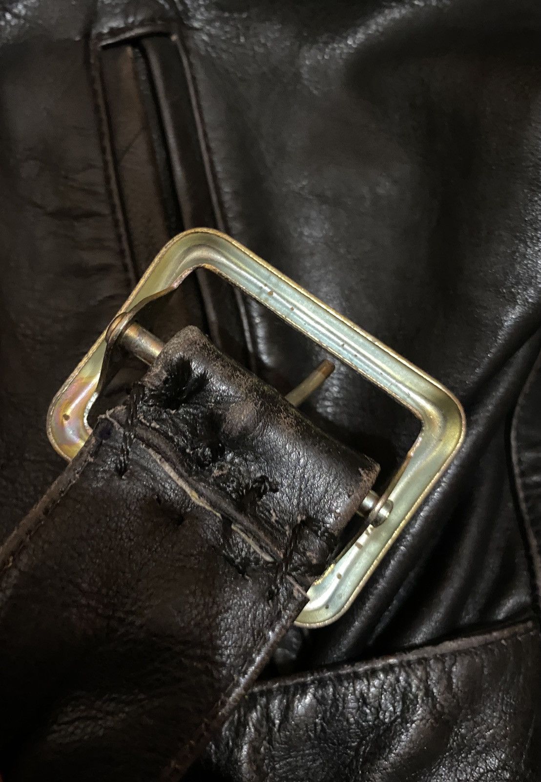 Vintage Retro style 50s Motorcycle Distressed Leather Biker Jacket Size US XL / EU 56 / 4 - 16 Thumbnail