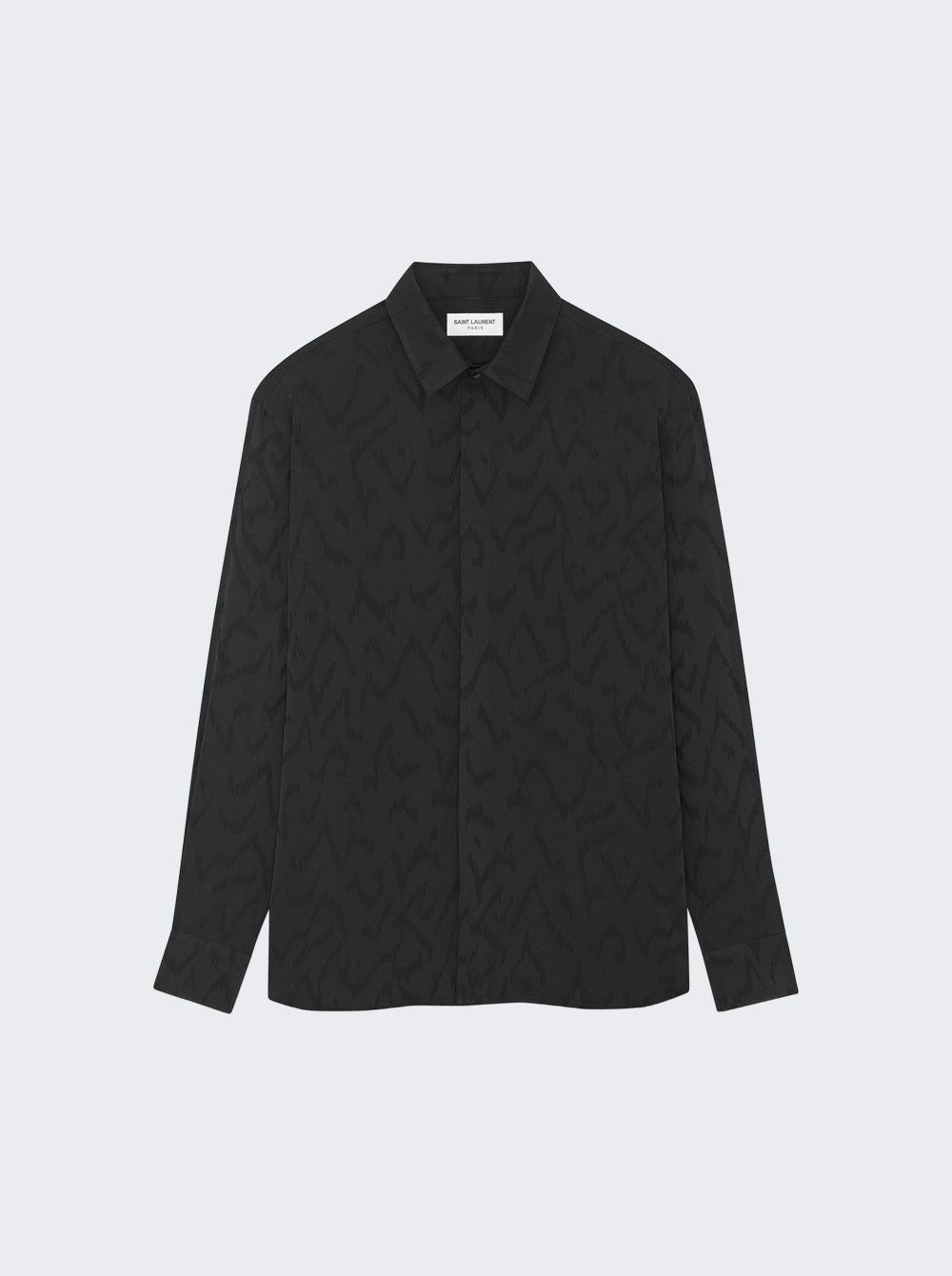 Saint Laurent Paris o1b1hav110425 Shirt in Matte and Shiny Silk in Black Size US M / EU 48-50 / 2 - 1 Thumbnail