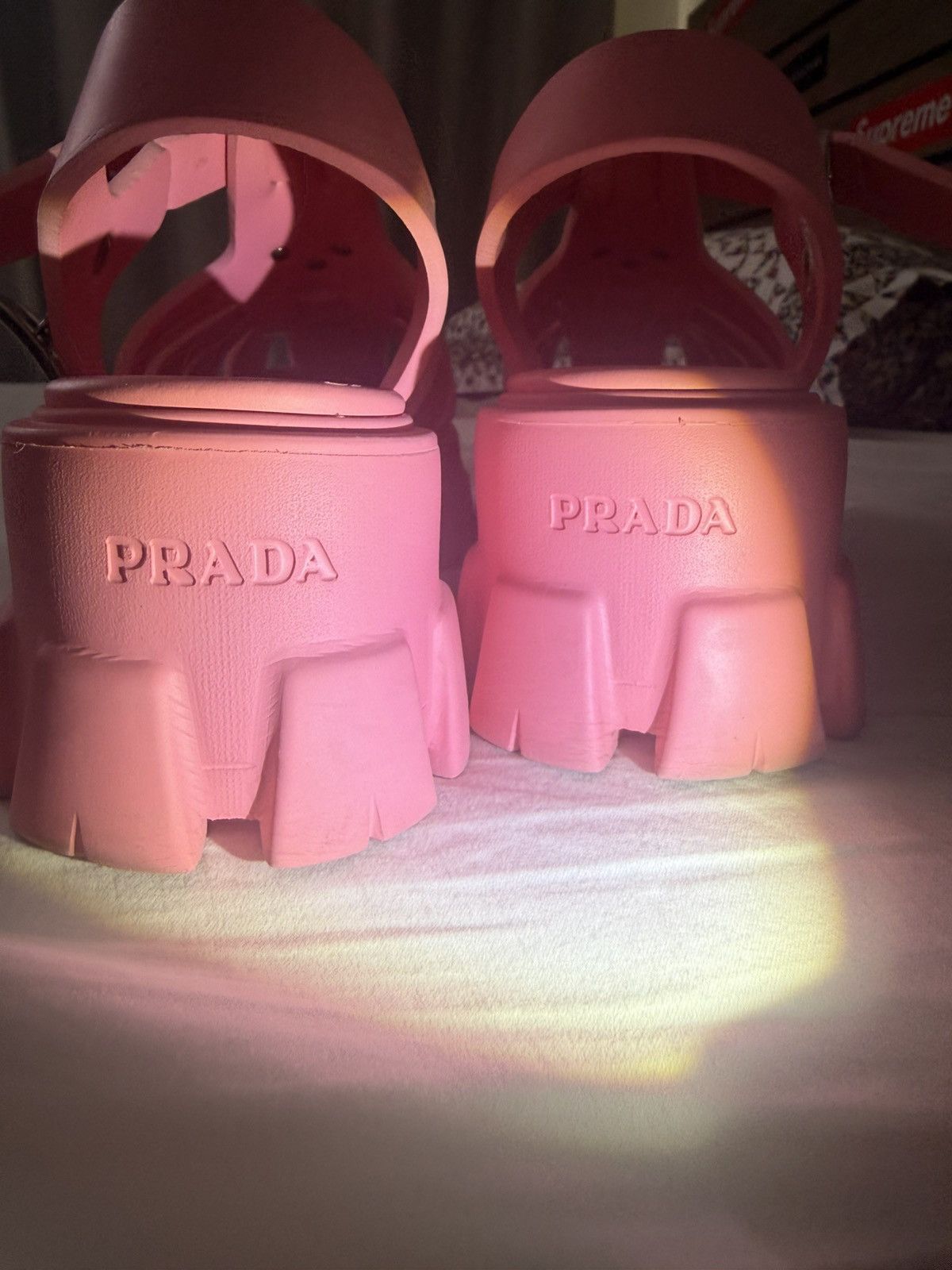 Prada Prada Monolith Rubber Sandals Pink Triangle Size US 6.5 / IT 36.5 - 11 Thumbnail