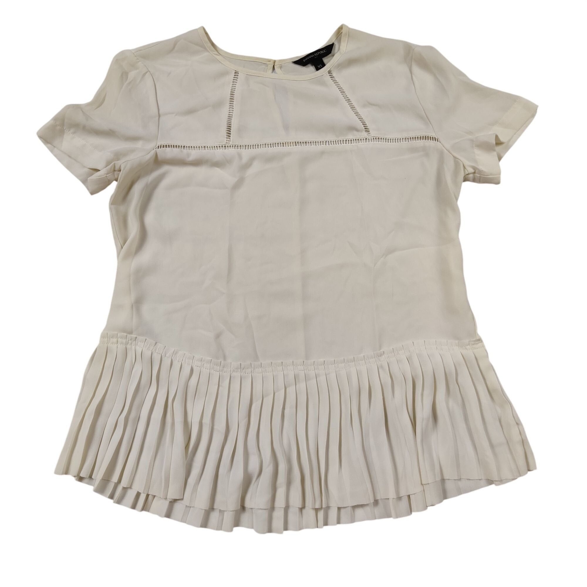 Banana Republic Banana Republic Lace Peplum Blouse Top Cream XS Pleated Fair Size XS / US 0-2 / IT 36-38 - 1 Thumbnail