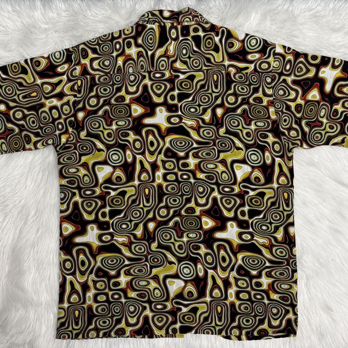 Dragonfly Psychedelic Abstract Print Button Shirt - 70s Boho Art Wave Size US L / EU 52-54 / 3 - 3 Thumbnail