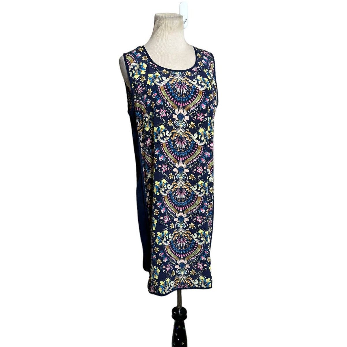 Anthropologie Kachel navy blue floral silk sleeveless mini dress size 12 Size XL / US 12-14 / IT 48-50 - 9 Thumbnail