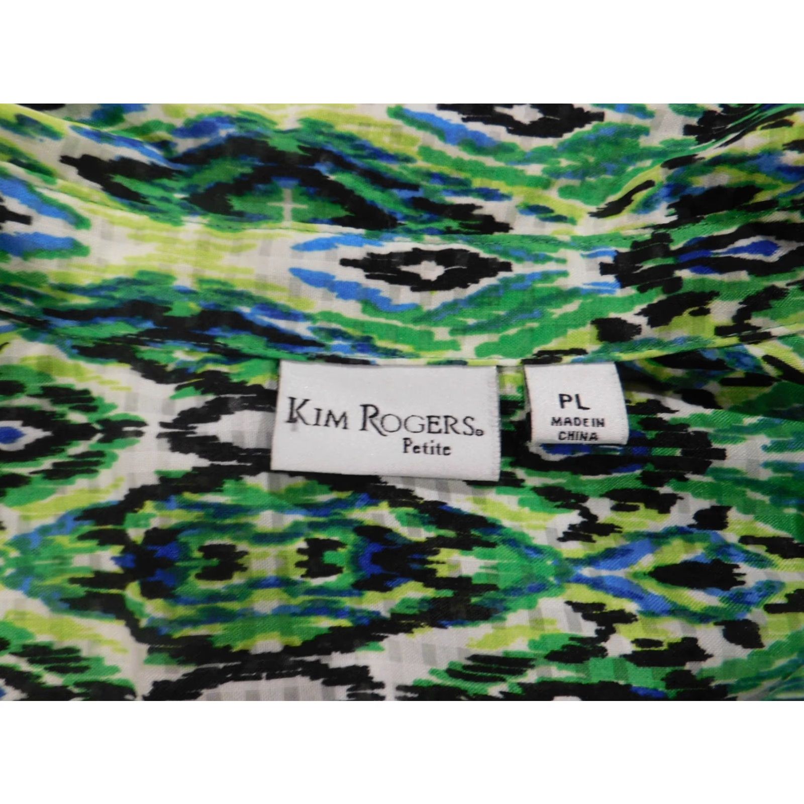 Vintage Kim Rogers Blouse Shirts Womens PL Petites Green Crew Neck Pullover Stretch Button Casual Cotton Rayon Regular Size L / US 10 / IT 46 - 6 Thumbnail