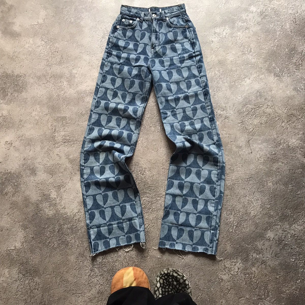 Vintage Vintage Y2K Japan All Over Print Distressed Flared Jeans 25 Size 25" / US 0 / IT 36 - 2 Thumbnail