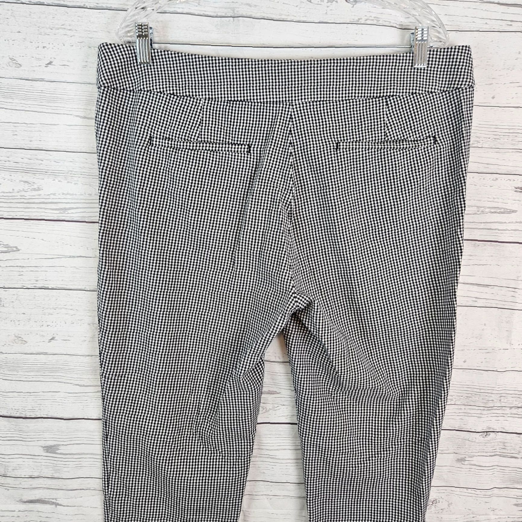 Loft Ann Taylor LOFT Womens Ankle Pants Sz 14 Black White Gingham High Rise Size 36" / US 14 / IT 50 - 4 Thumbnail