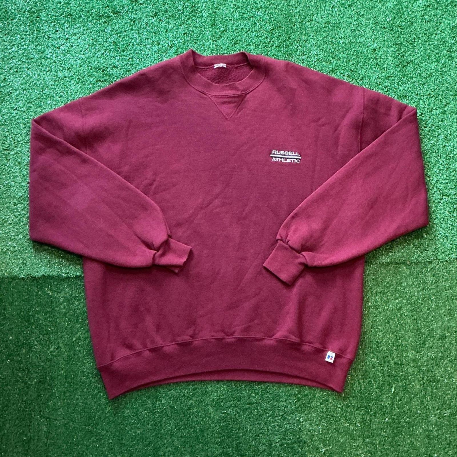 Russell Athletic Vintage 90s Russell Athletic Burgundy Crewneck Size XL Size US XL / EU 56 / 4 - 1 Thumbnail
