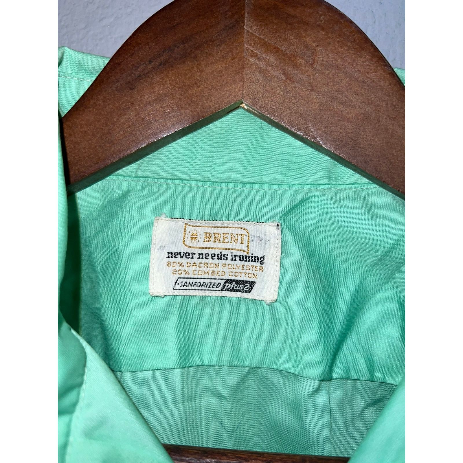Vintage Vintage Brent Sanforized Button Up Shirt Dacron Green S Size US S / EU 44-46 / 1 - 3 Thumbnail