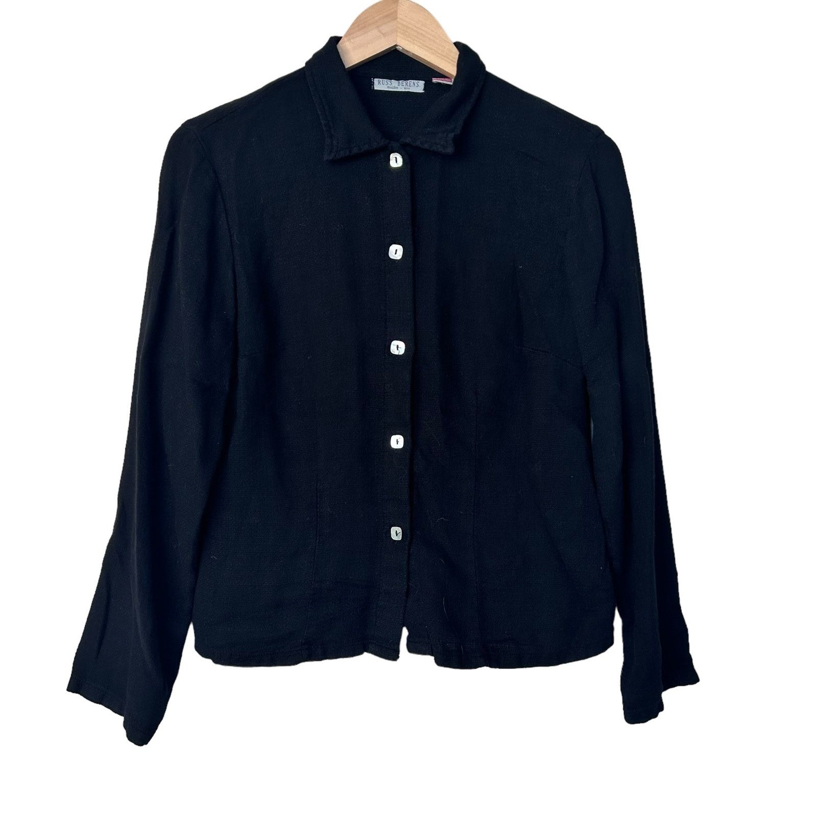 Russ Berens Womens XS Black Linen shops Shirt