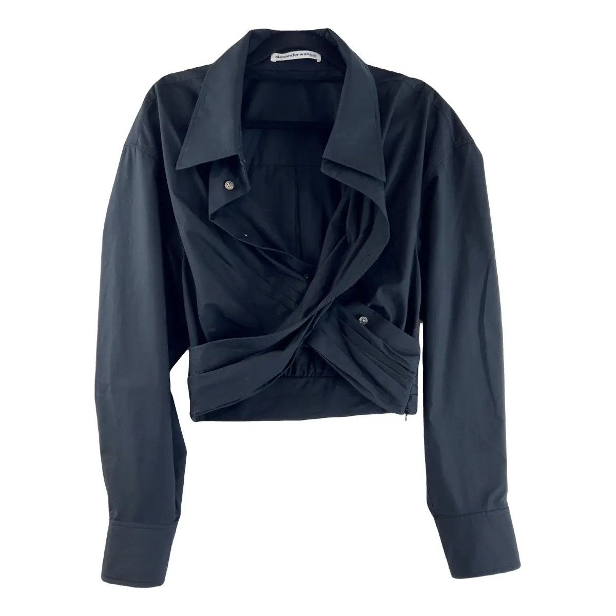 Alexander Wang T by Alexander Wang Ruched Front Wrap Cropped Blouse Size XS / US 0-2 / IT 36-38 - 1 Thumbnail