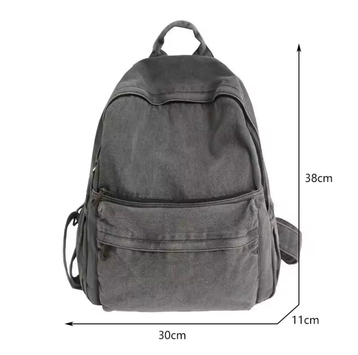 Japanese Brand New Gray Denim Backpack Women's Leisure Travel Outing Size ONE SIZE - 7 Thumbnail
