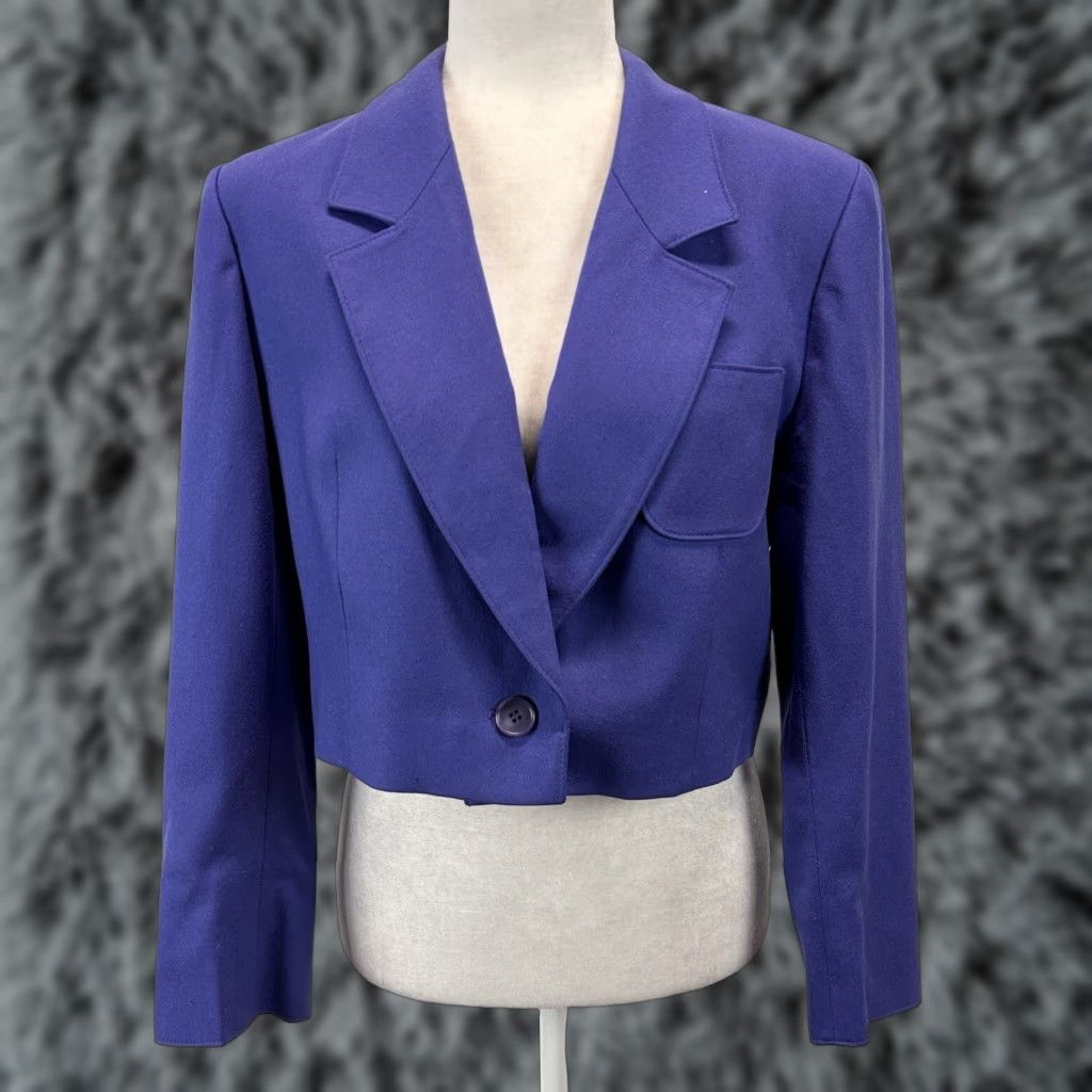 Pendleton VINTAGE Pendleton Blazer Women 14P Cropped One-Button Wool Blue Purple 80s Classic Womens Size XL / US 12-14 / IT 48-50 - 1 Thumbnail