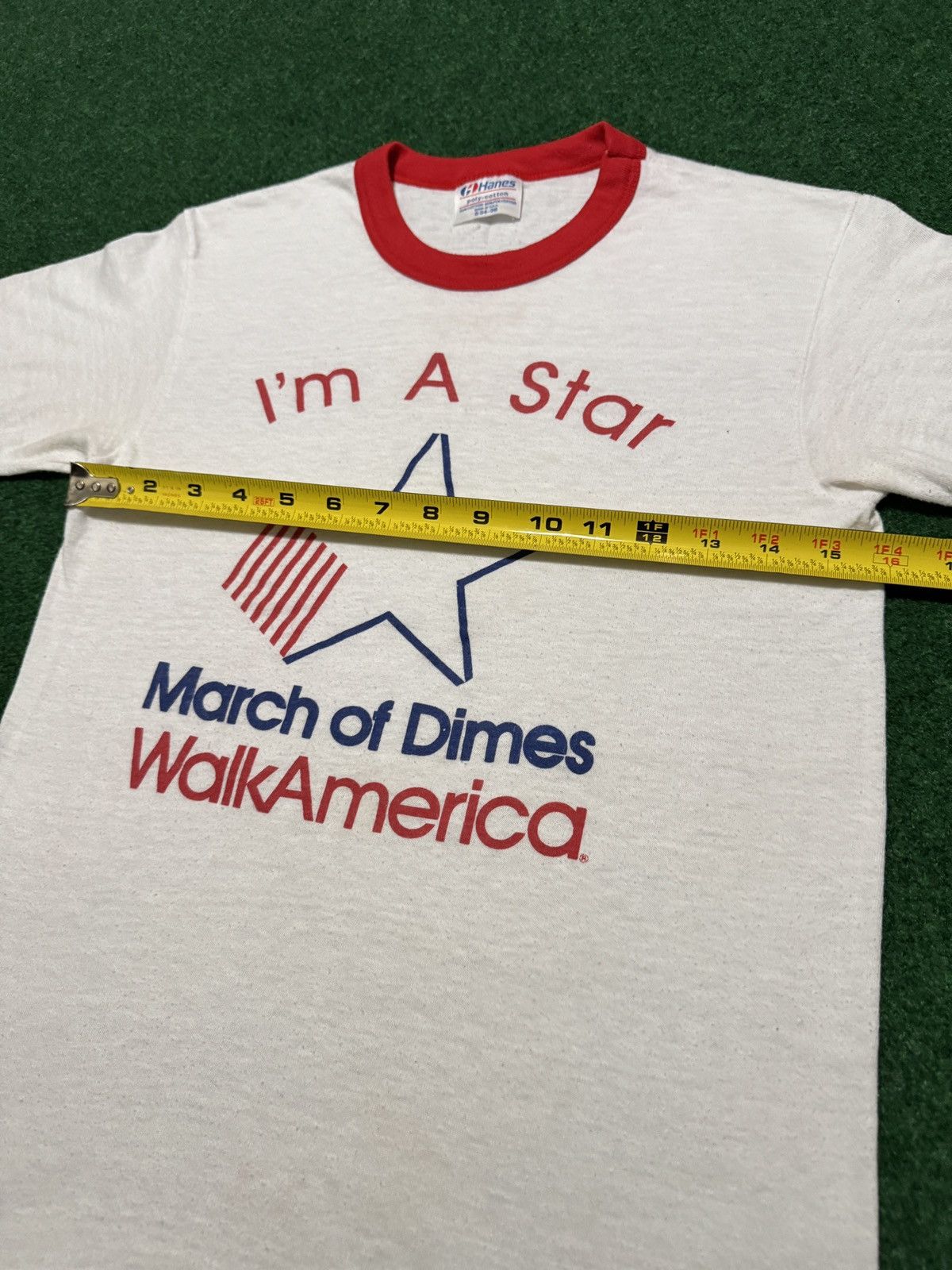 Hanes × Vintage Vintage 80s 90s March Of Dimes WalkAmerica Ringer T Shirt Size US S / EU 44-46 / 1 - 5 Thumbnail