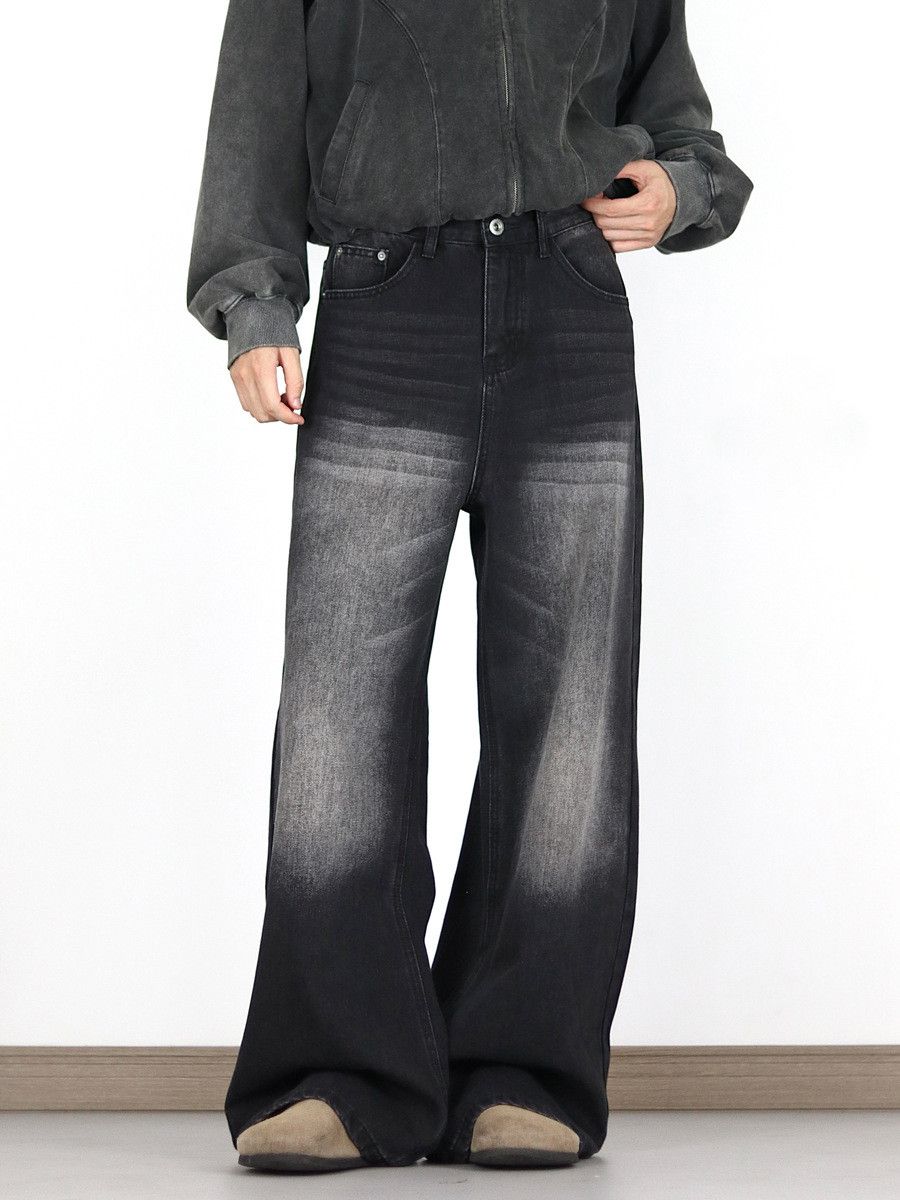 Jean Men's high street loose retro distressed washed jeans Size US 32 / EU 48 - 2 Thumbnail
