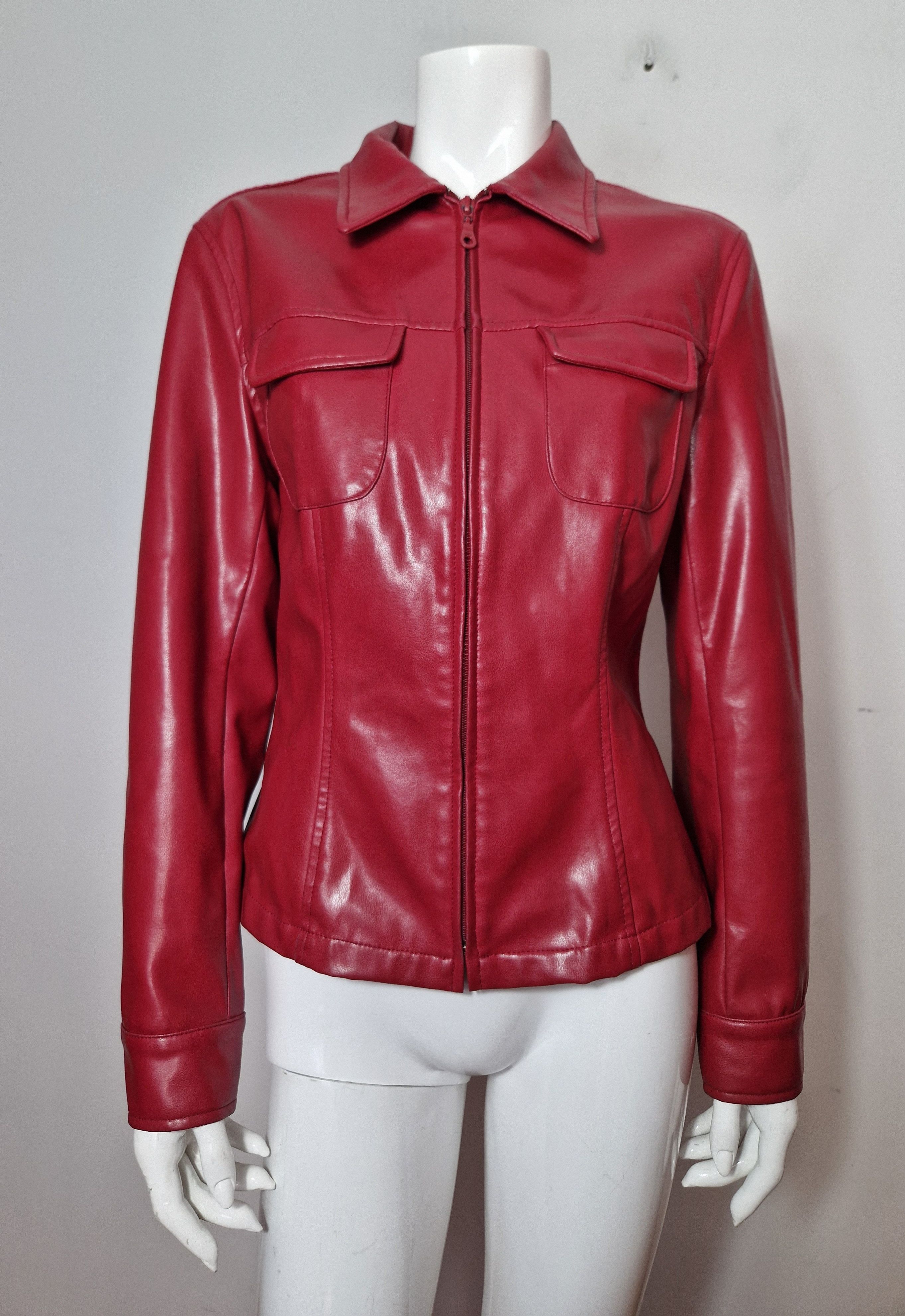 Hysteric Glamour vintage vegan leather red burgundy biker jacket Size M / US 6-8 / IT 42-44 - 1 Thumbnail