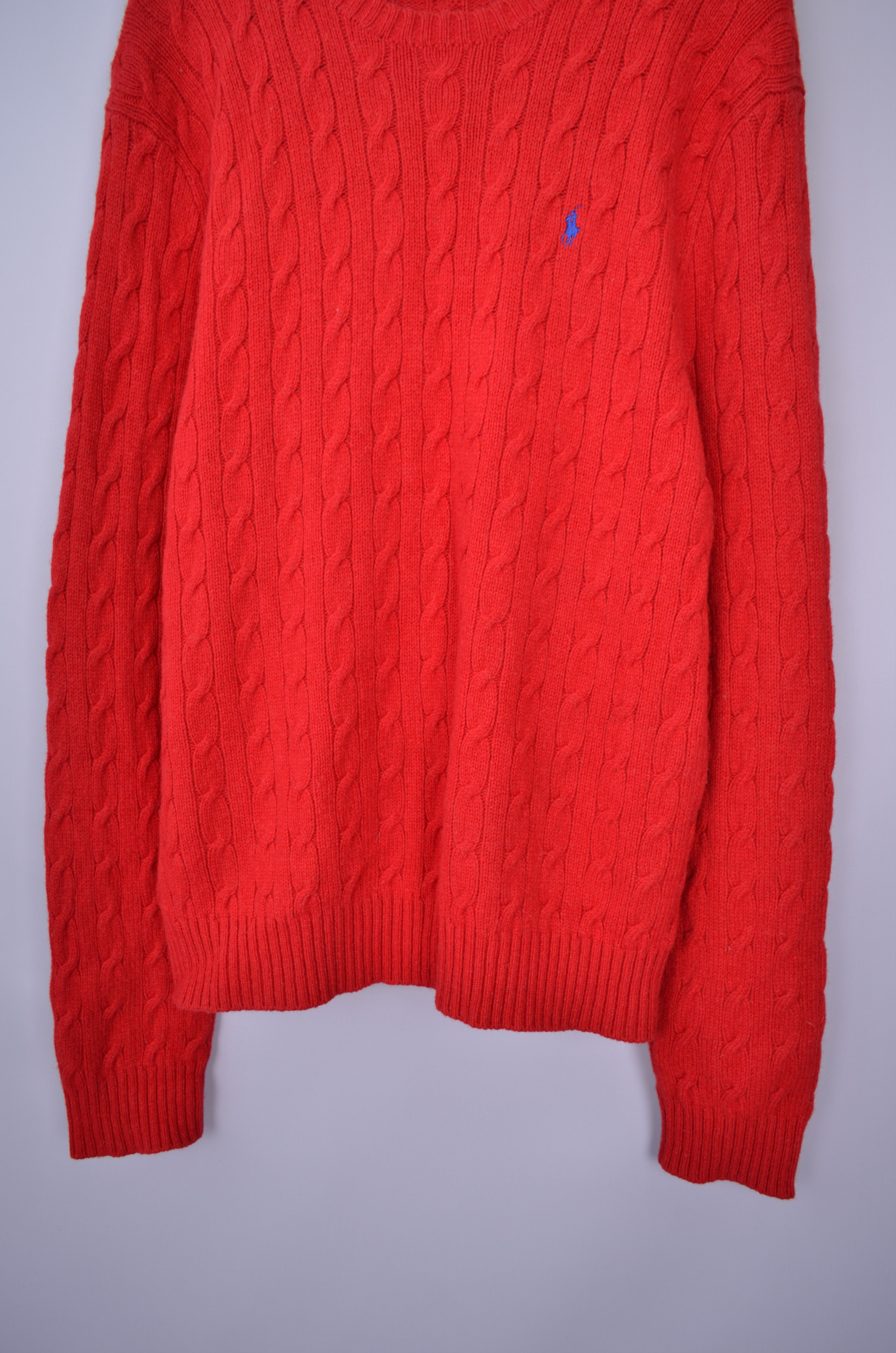 Designer × Polo Ralph Lauren Polo Ralph Lauren Cable Knit Red Wool/Angora Sweater Jumper Size US XL / EU 56 / 4 - 3 Thumbnail