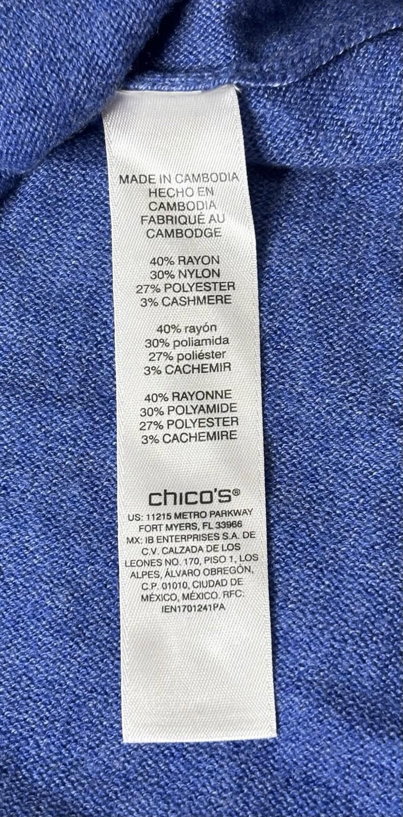 Chicos Chicos Sweater Womens Size 3 Lightweight Knit Cashmere Blend Size L / US 10 / IT 46 - 9 Thumbnail