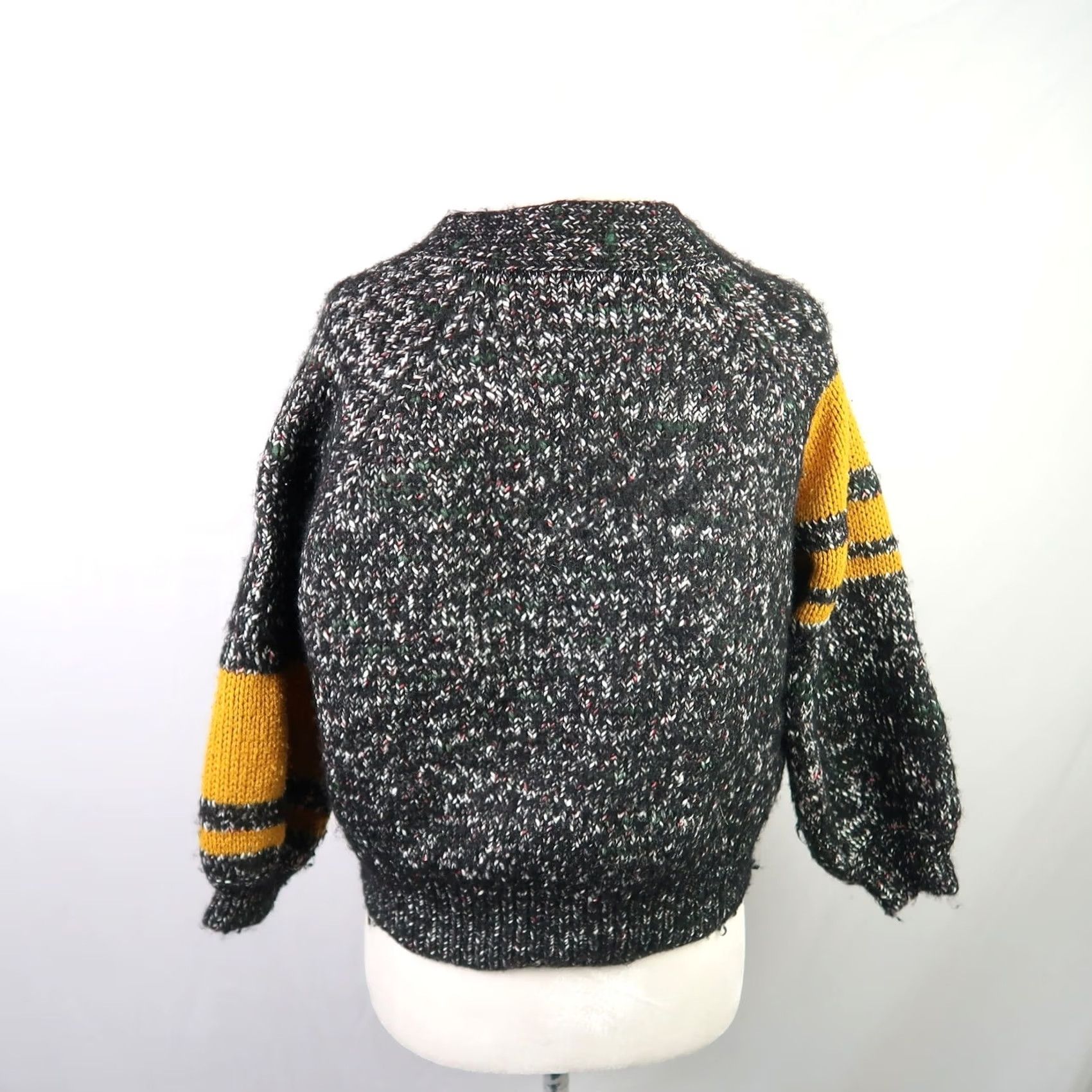 Bdg VINTAGE BDG Urban Outfitters cardigan sweater XS black marled knit varsity stripe cardigan XS Women Sized Long Sleeve Wool Blend Cardigan Casual Women Size XS / US 0-2 / IT 36-38 - 4 Thumbnail