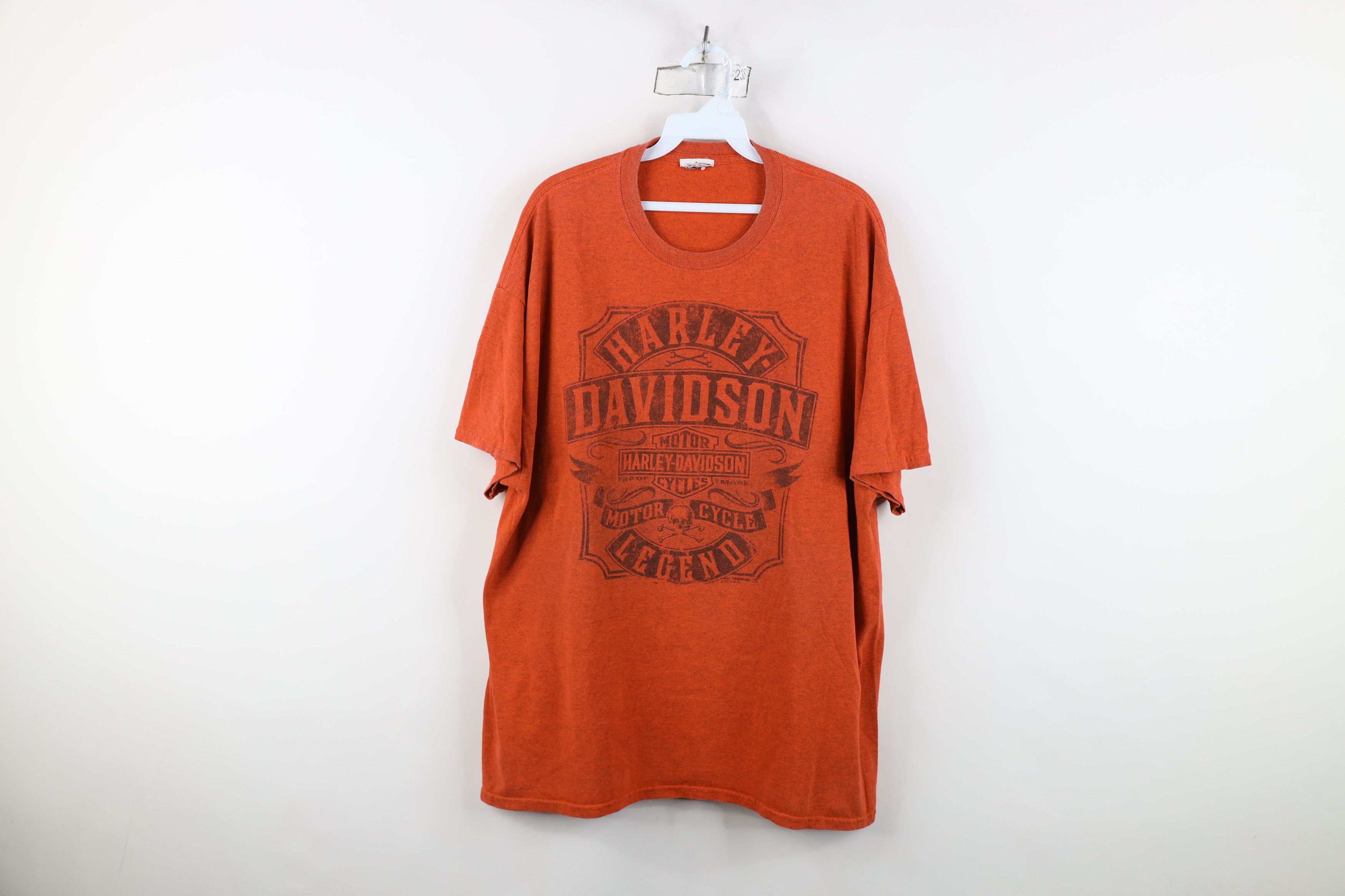 Harley Davidson Vintage Y2K Harley Davidson Spell Out Skull T-Shirt Orange Size US XXL / EU 58 / 5 - 1 Thumbnail