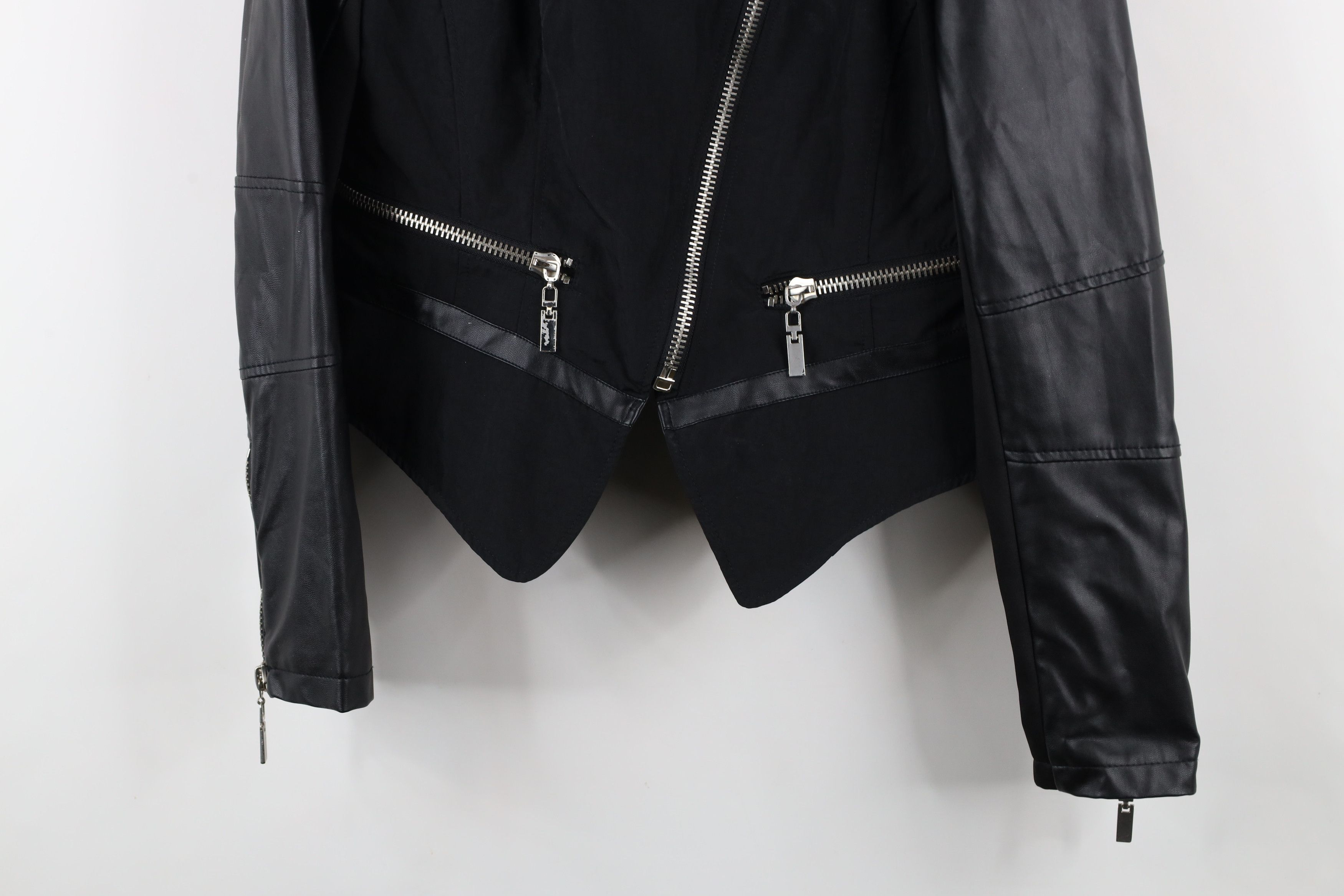 Vintage Vintage Cache Asymmetrical Zip Cropped Motorcycle Jacket Size L / US 10 / IT 46 - 3 Thumbnail