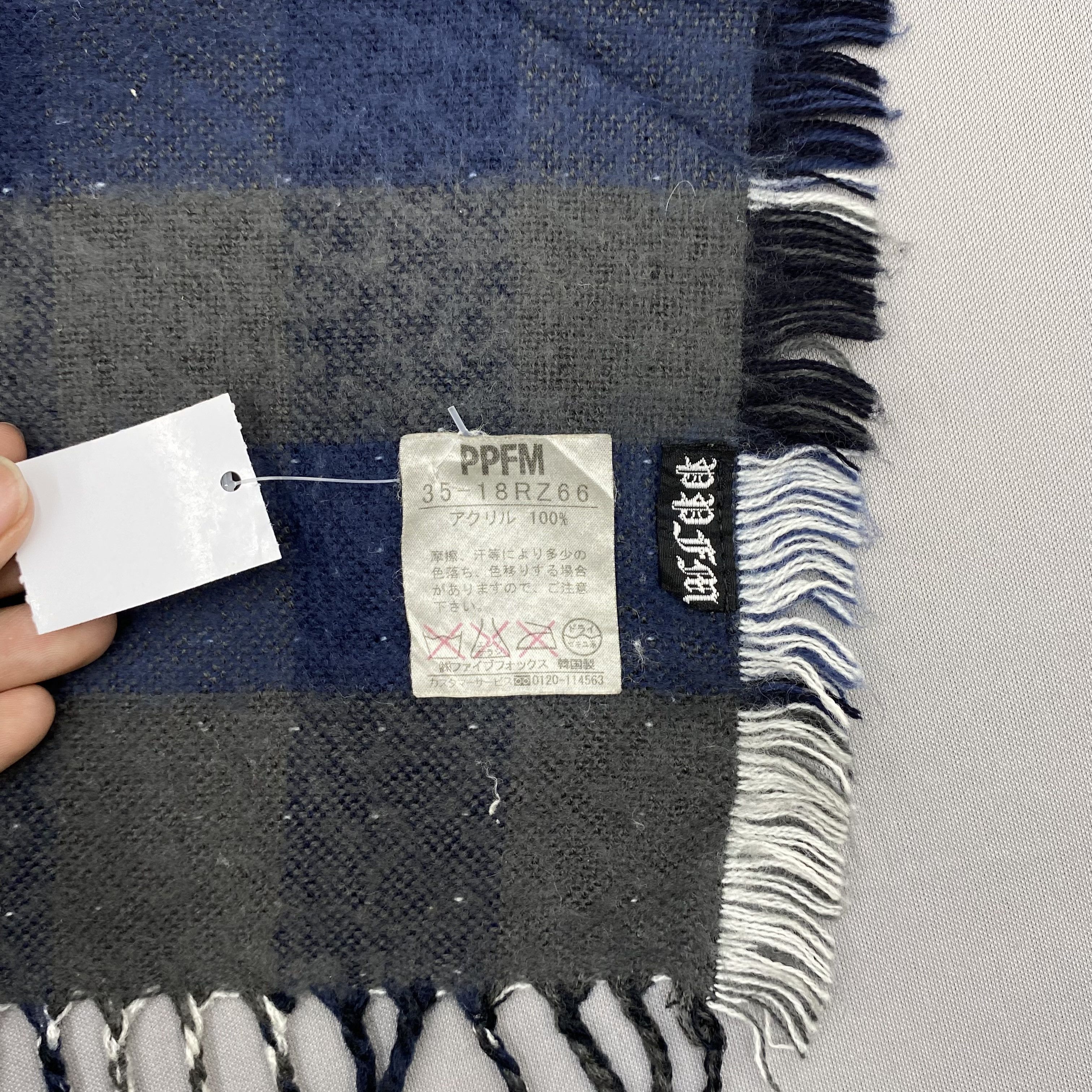 Japanese Brand Vintage PPFM Peyton Place Scarf Muffler Plaid Wool Scarves Size ONE SIZE - 5 Thumbnail
