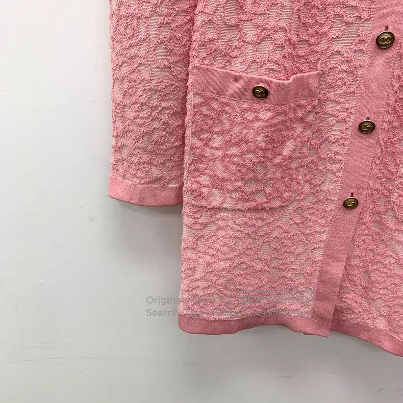 Chanel Chanel Pink camelia cotton round-neck single-breasted long Size XS / US 0-2 / IT 36-38 - 5 Thumbnail