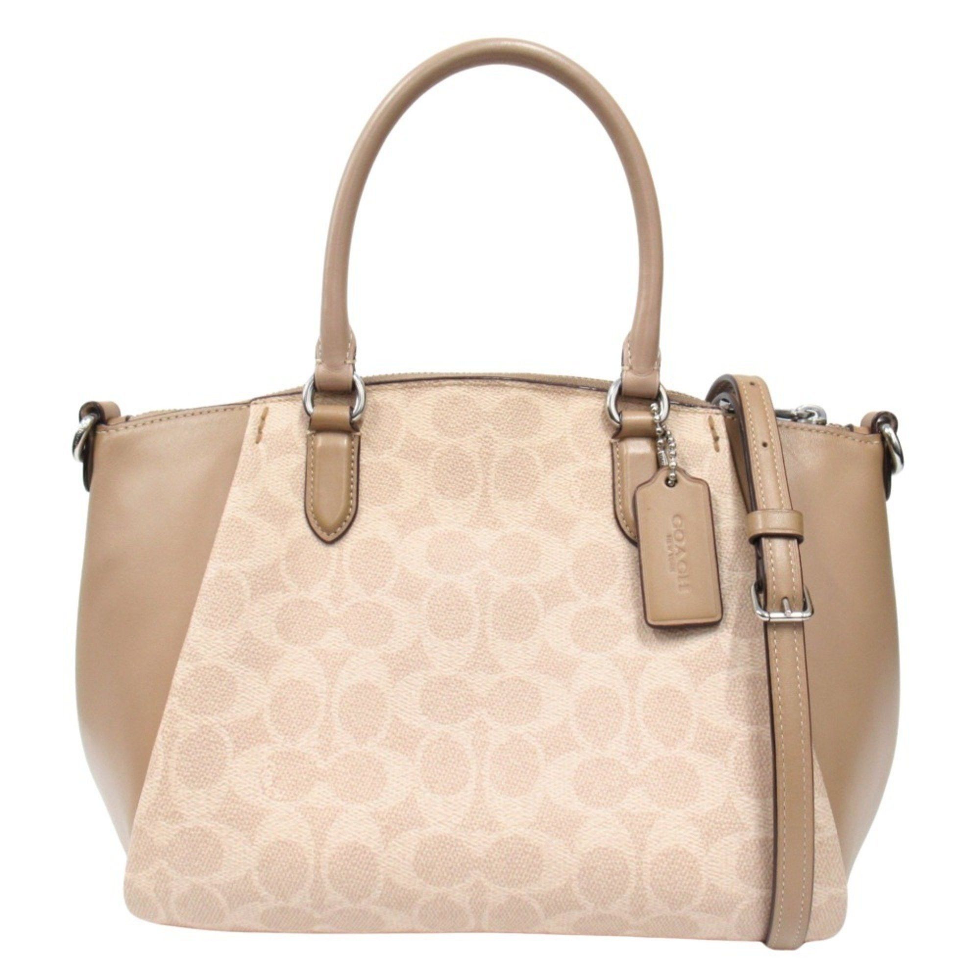 Coach Ellis Satchel Signature Canvas Bag 2Way Tote Shoulder 79364 Beige Women's
