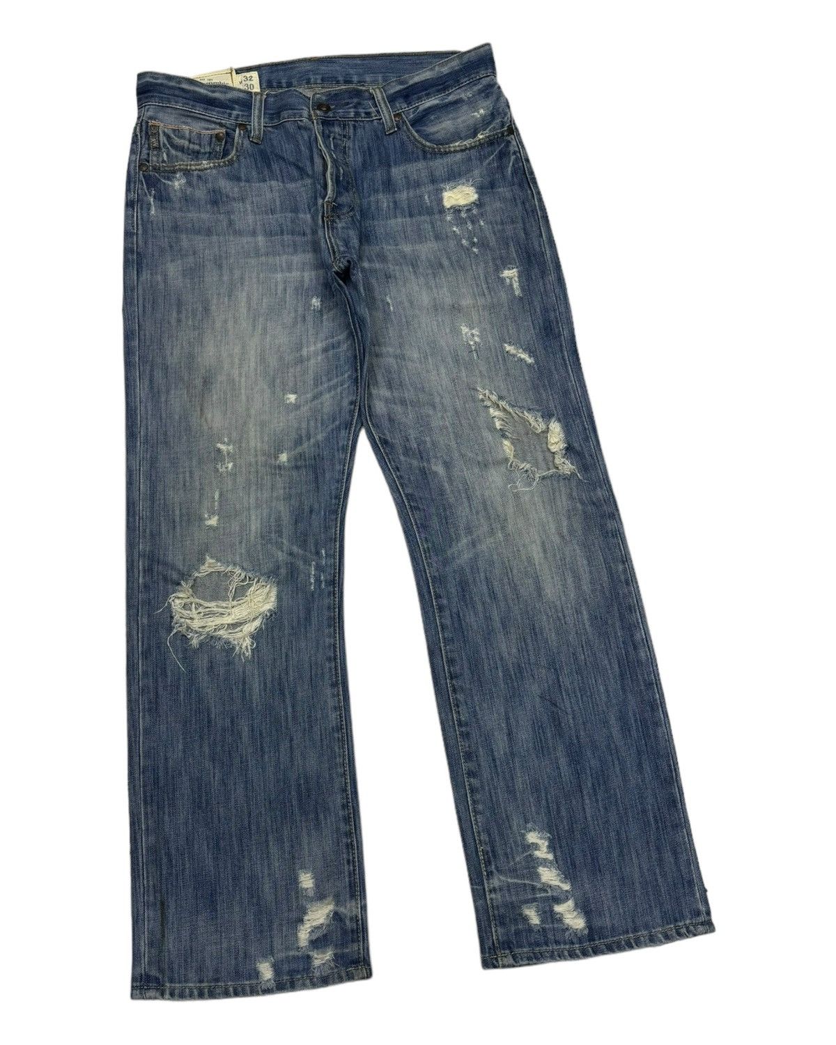 Abercrombie & Fitch ABERCROMBIE & FITCH DISTRESS BAGGY FLARE DENIM JEANS Size US 32 / EU 48 - 3 Thumbnail
