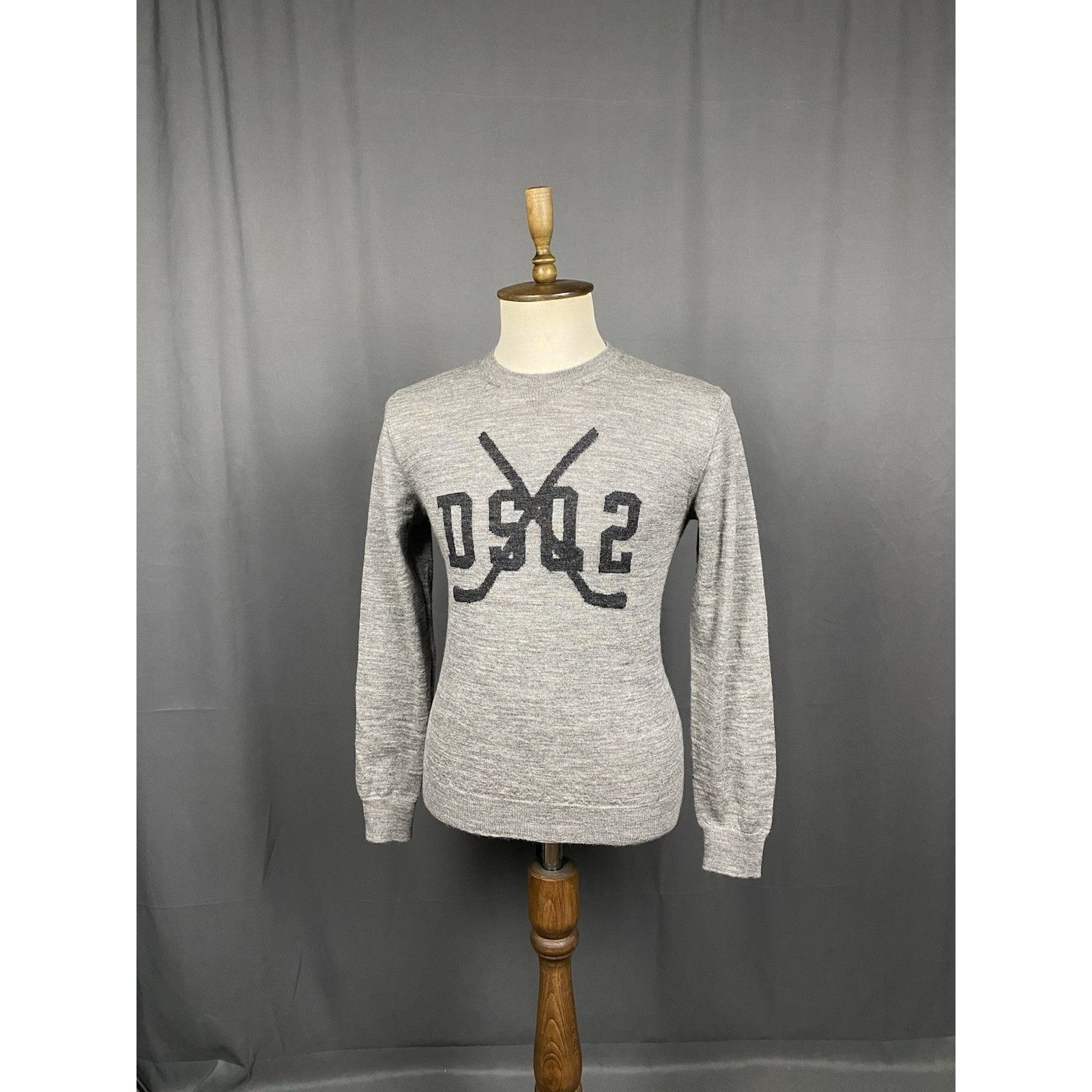 Dsquared2 Dsquared2 Big Logo Men's Gray Crewneck Wool Sweater Size M Size US M / EU 48-50 / 2 - 2 Thumbnail